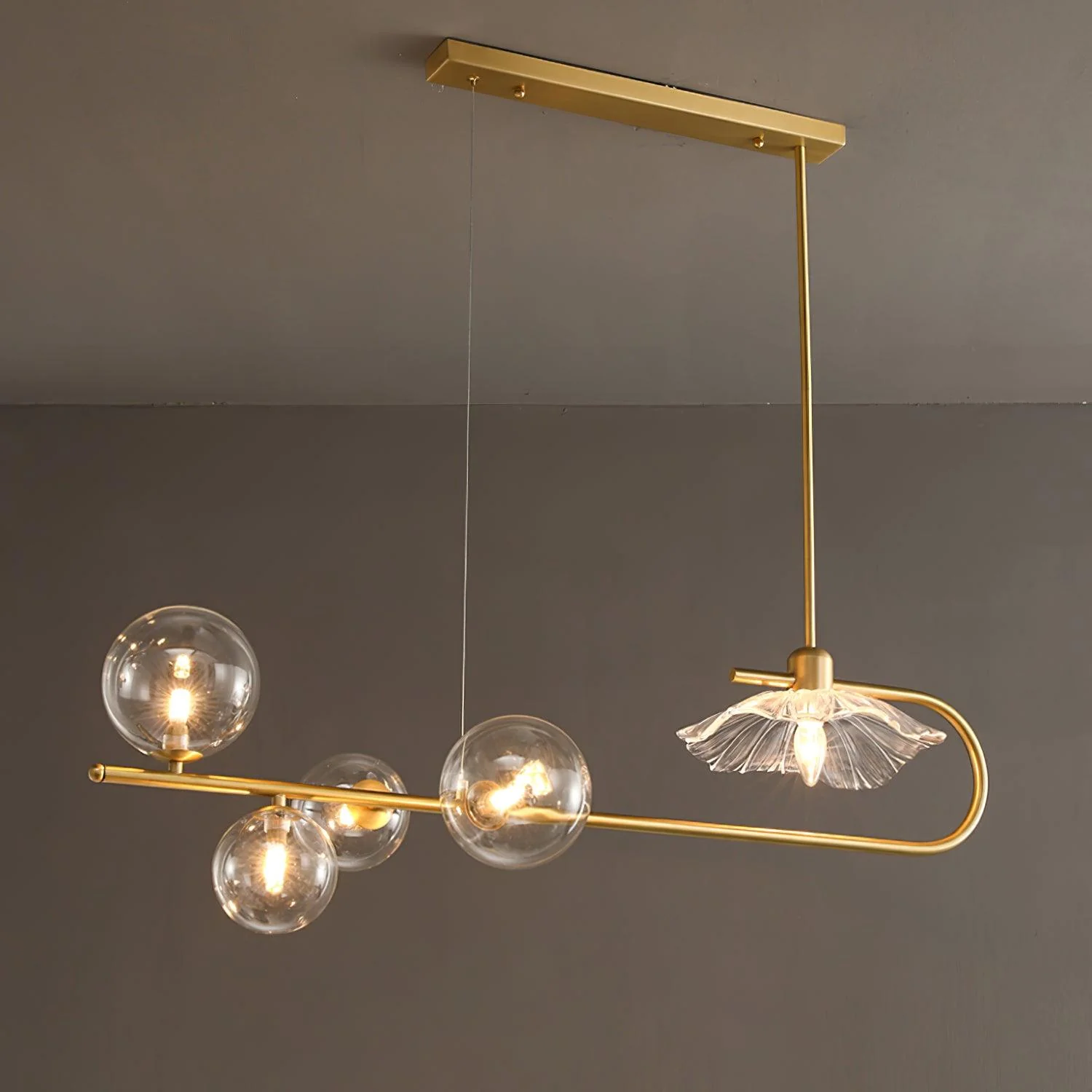 Lustra Pendant Lamp Golden Glass Brass - Image 25