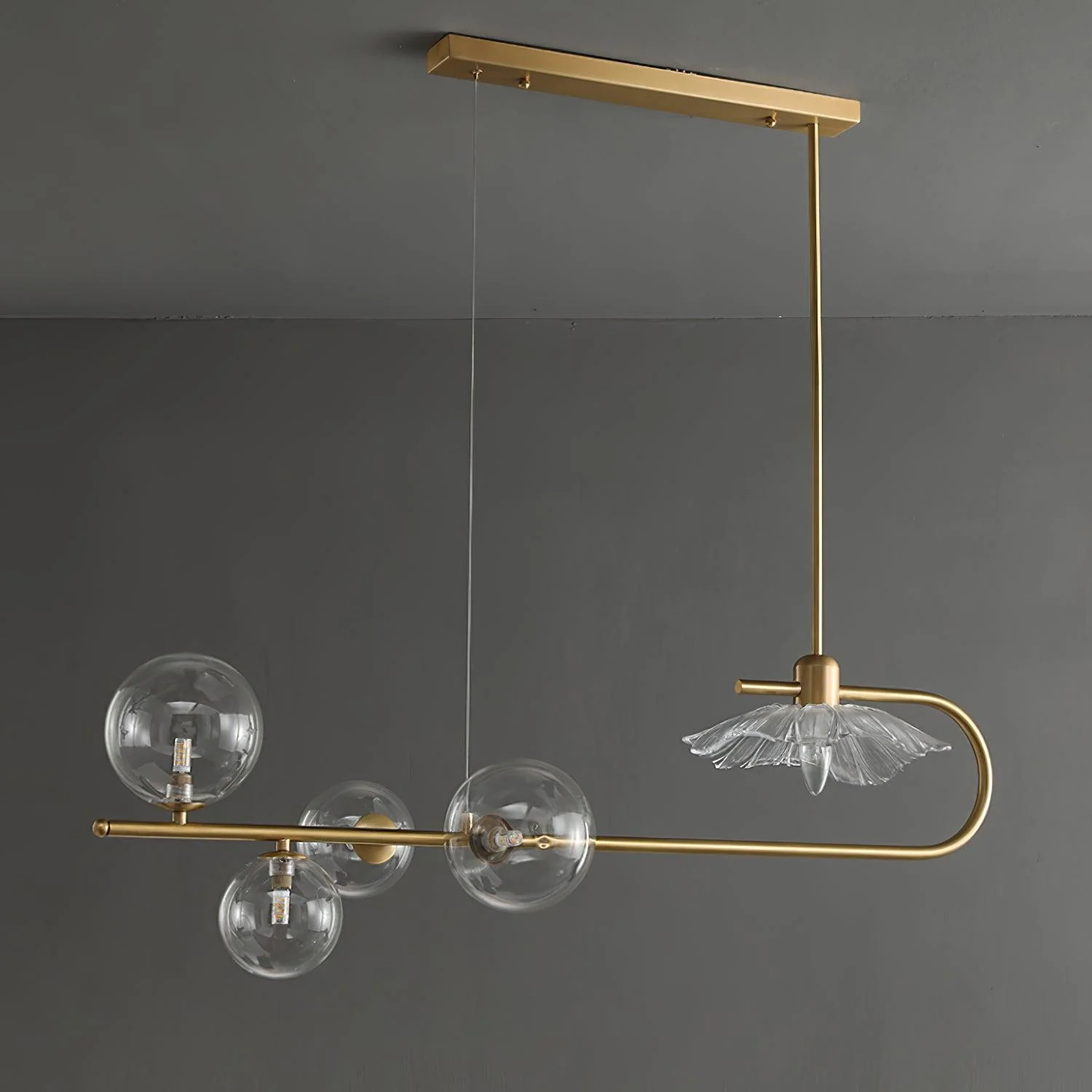 Lustra Pendant Lamp Golden Glass Brass - Image 26