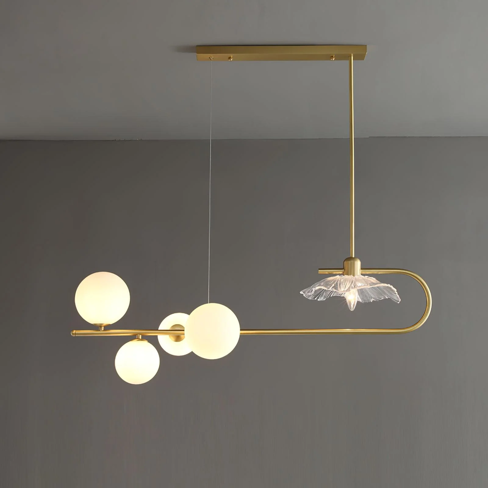 Lustra Pendant Lamp Golden Glass Brass - Image 6