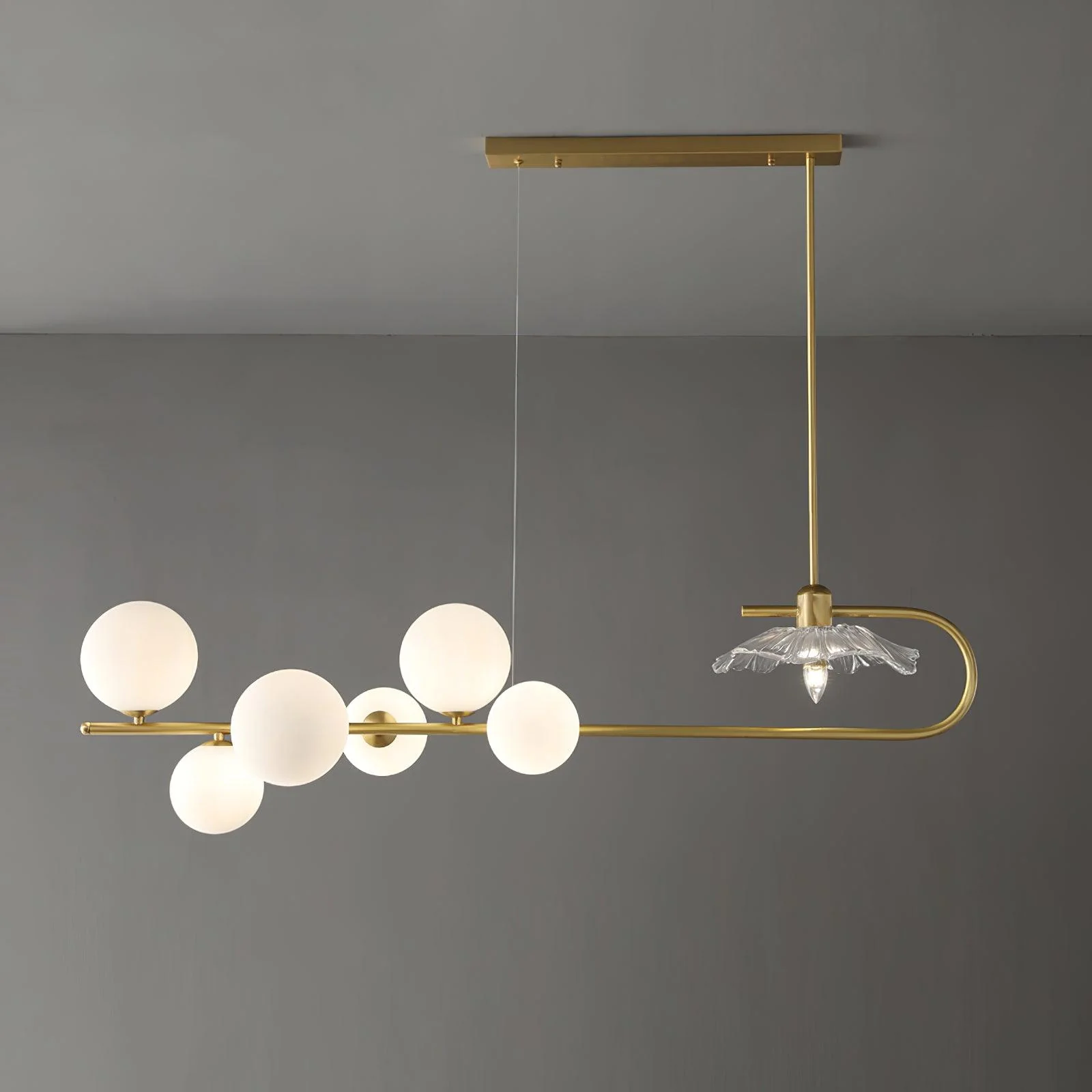 Lustra Pendant Lamp Golden Glass Brass - Image 8