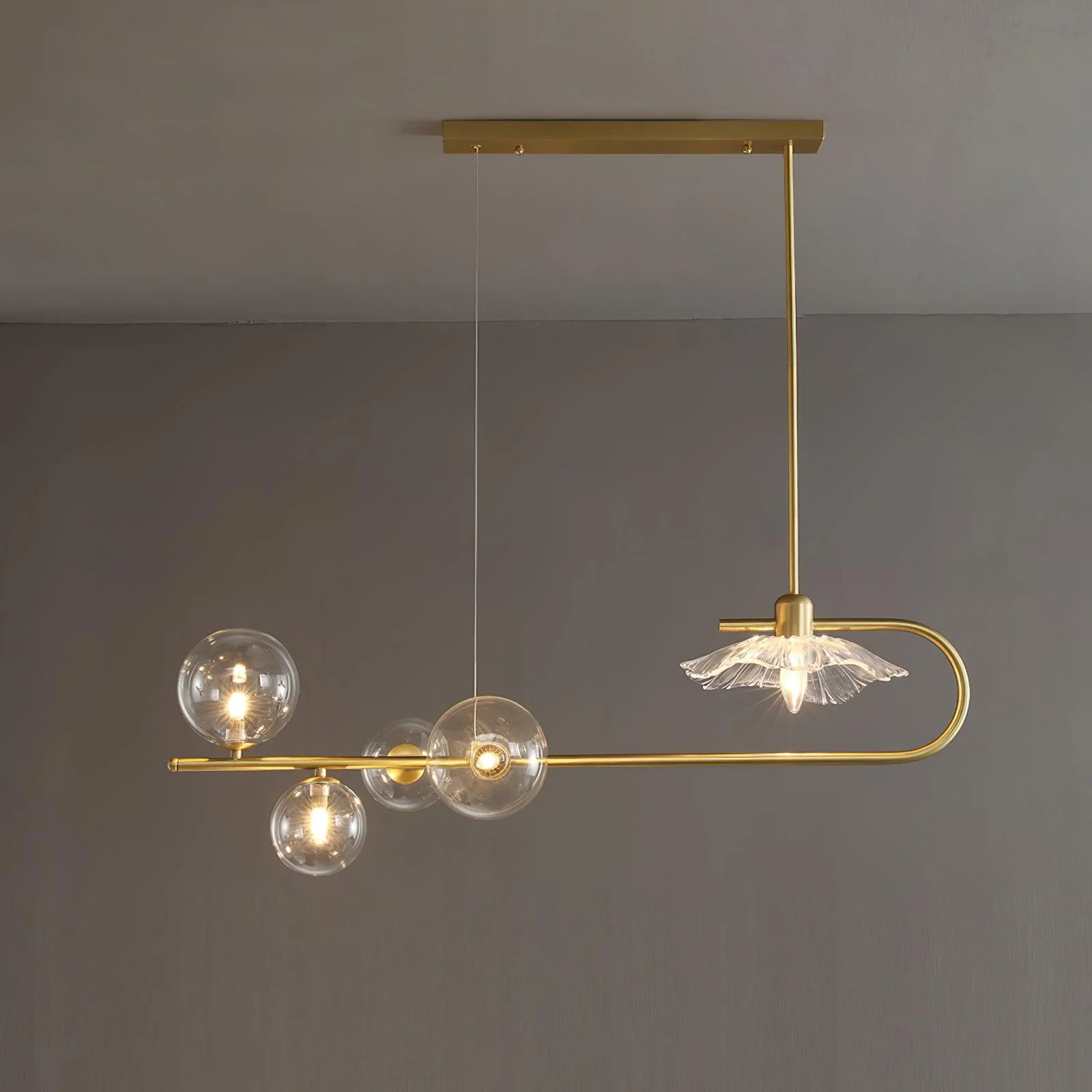 Lustra Pendant Lamp Golden Glass Brass - Image 9