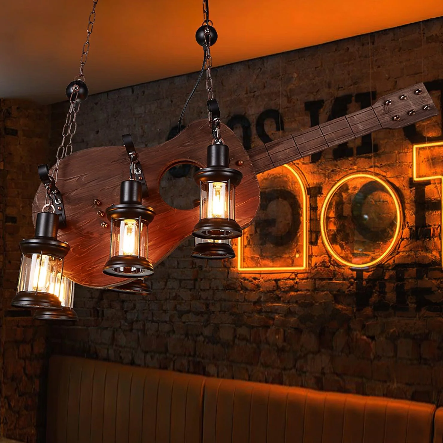 Lustra Pendant Lamp Guitar Rustic Wood Vintage - Image 21