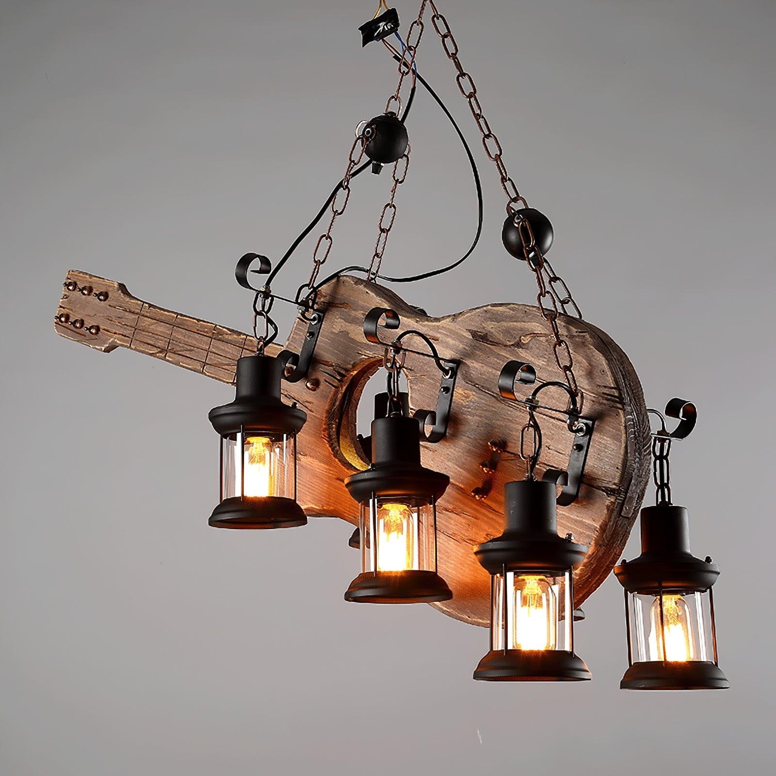 Lustra Pendant Lamp Guitar Rustic Wood Vintage - Image 28