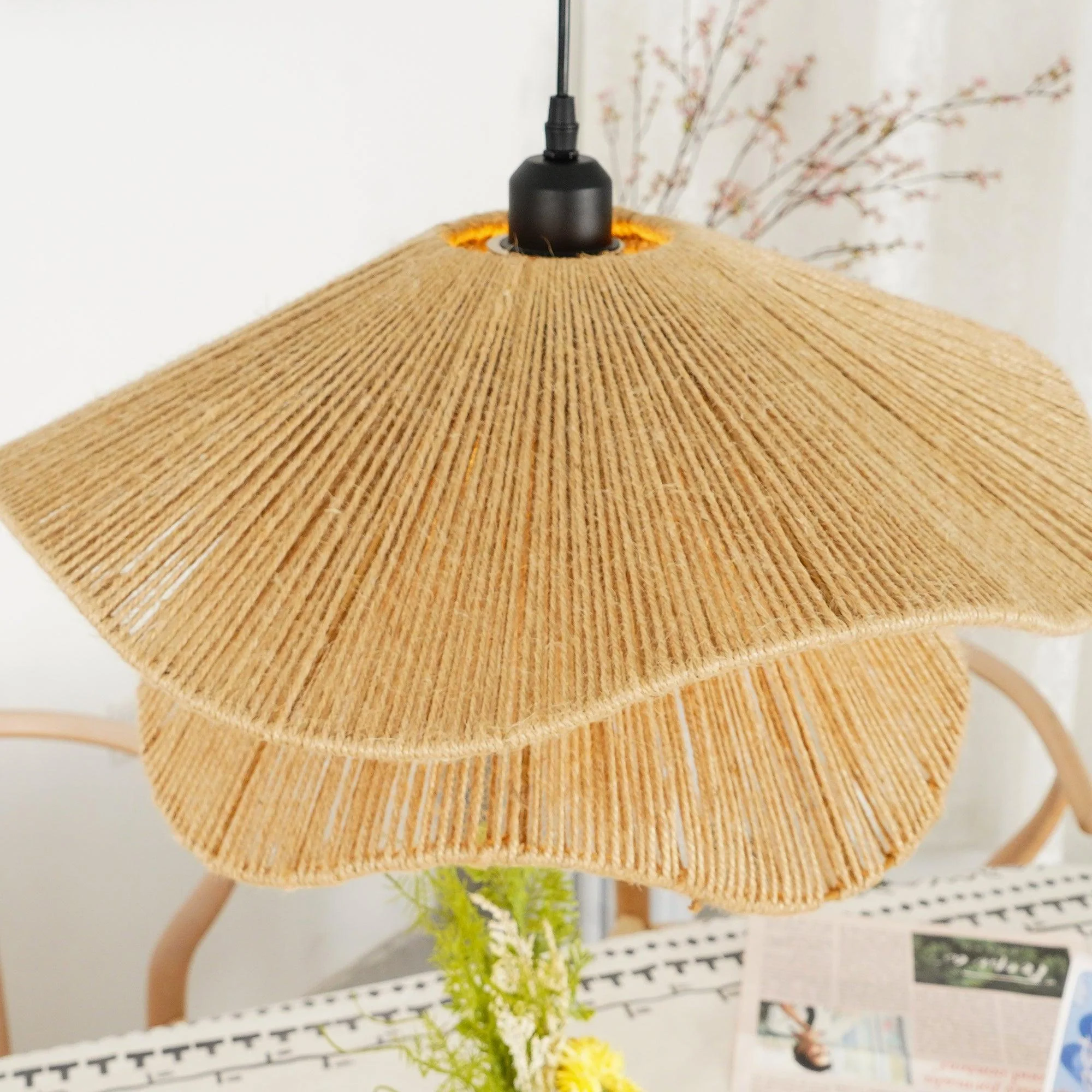Lustra Pendant Lamp Handmade Straw Hat Double Layer - Image 21