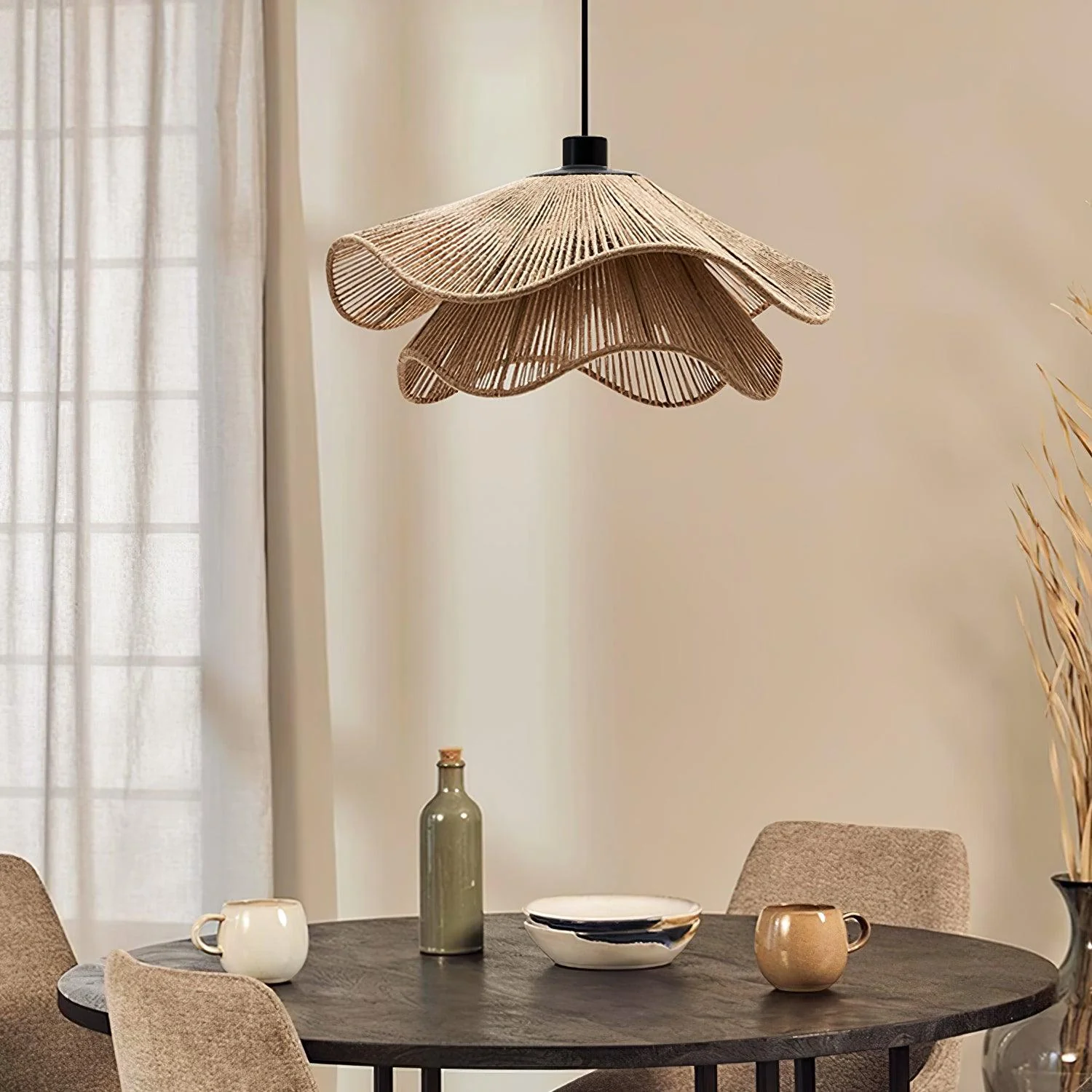 Lustra Pendant Lamp Handmade Straw Hat Double Layer - Image 29