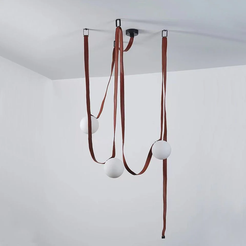 Lustra Pendant Lamp Leather Belt Glass - Image 10