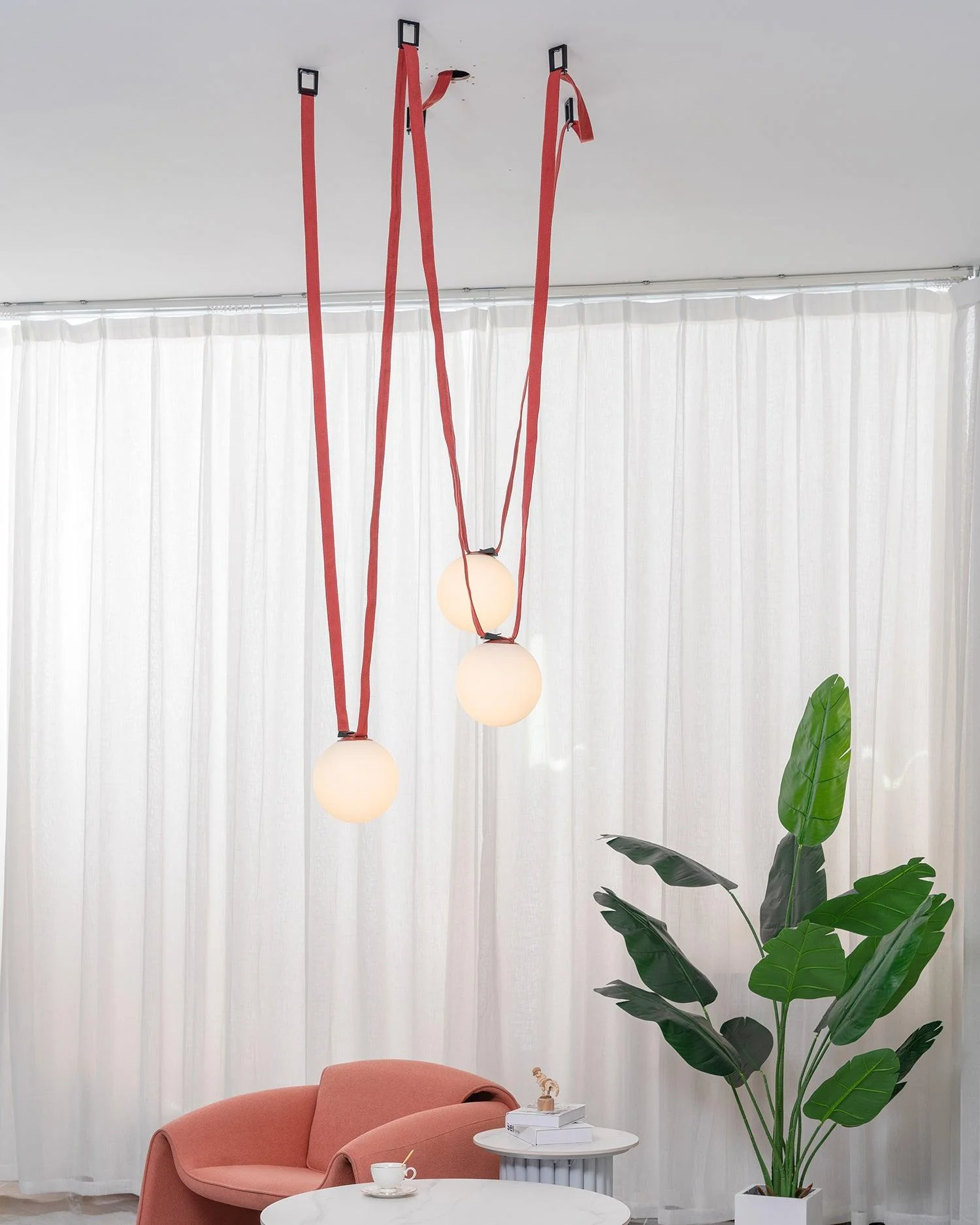 Lustra Pendant Lamp Leather Belt Glass - Image 12