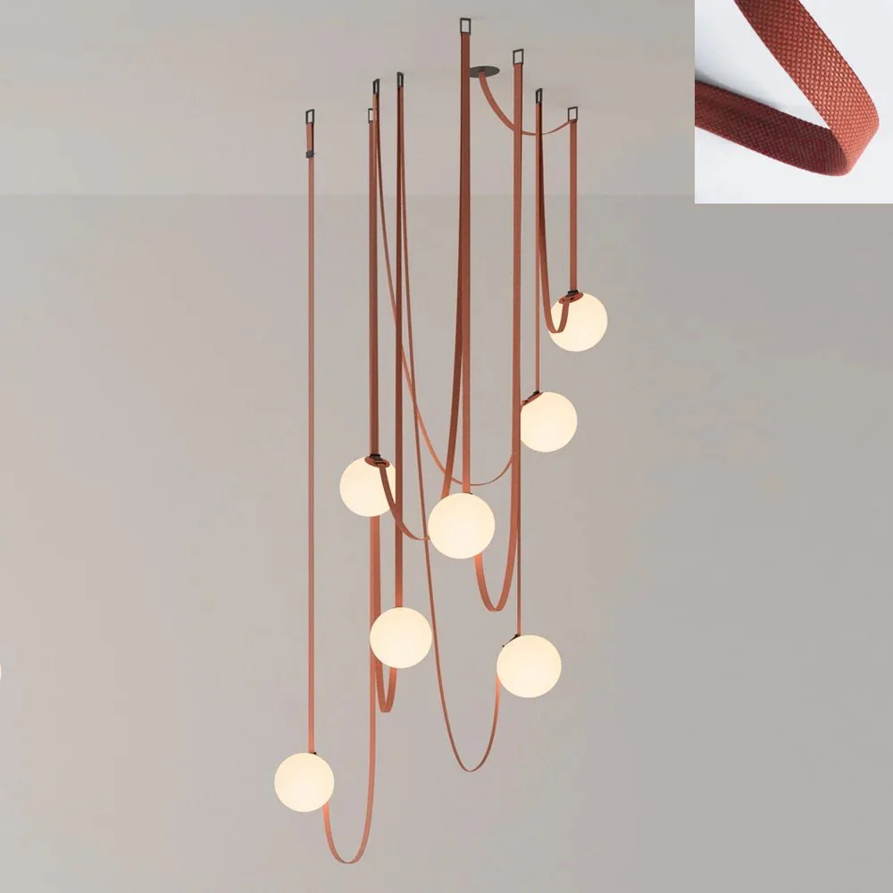 Lustra Pendant Lamp Leather Belt Glass - Image 15