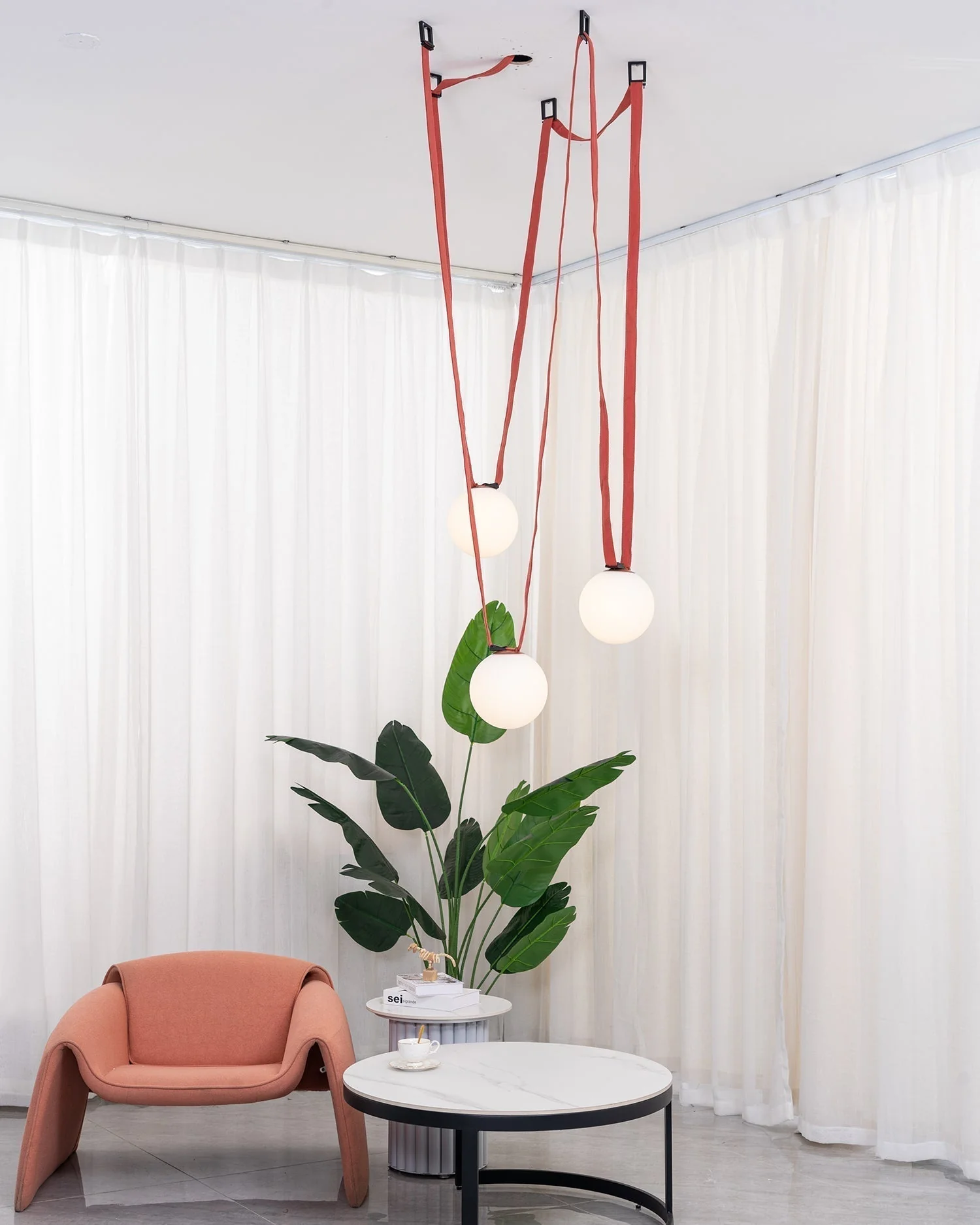 Lustra Pendant Lamp Leather Belt Glass - Image 16