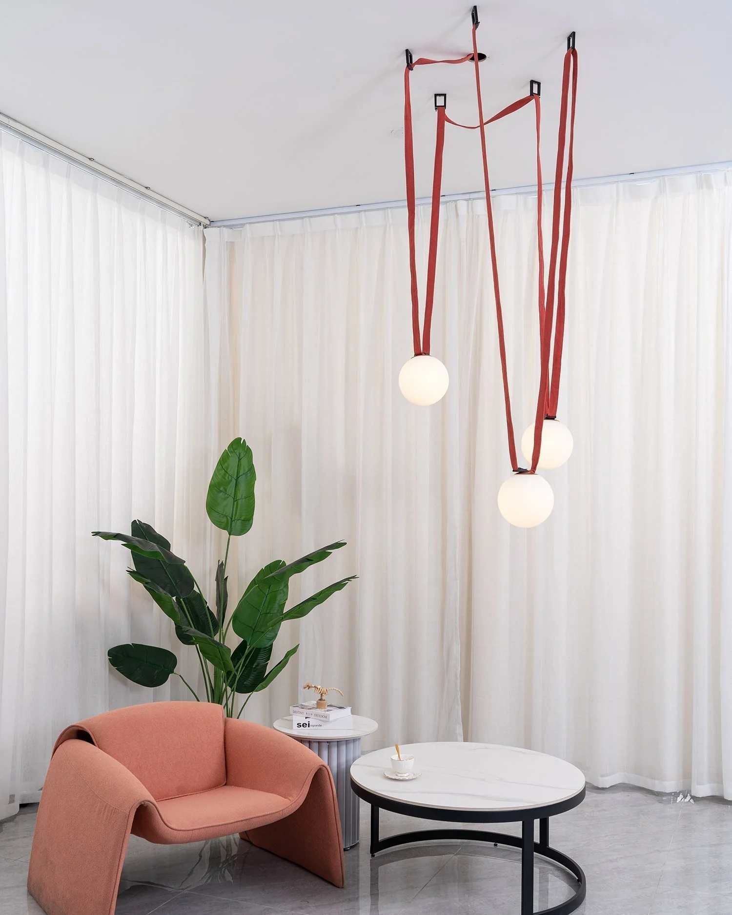 Lustra Pendant Lamp Leather Belt Glass - Image 19