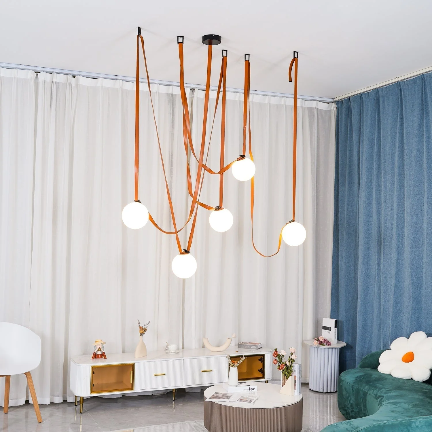 Lustra Pendant Lamp Leather Belt Glass - Image 28