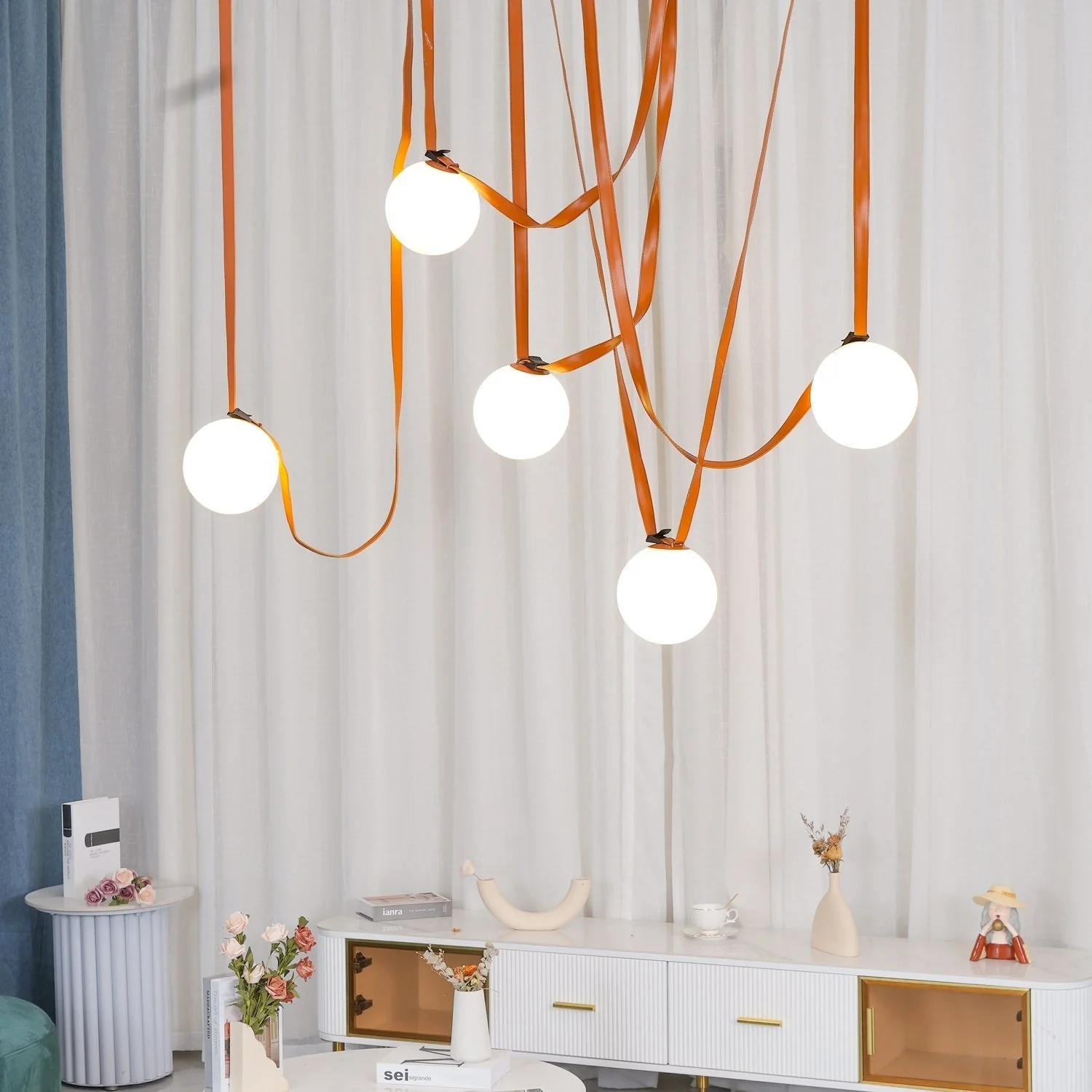 Lustra Pendant Lamp Leather Belt Glass - Image 40