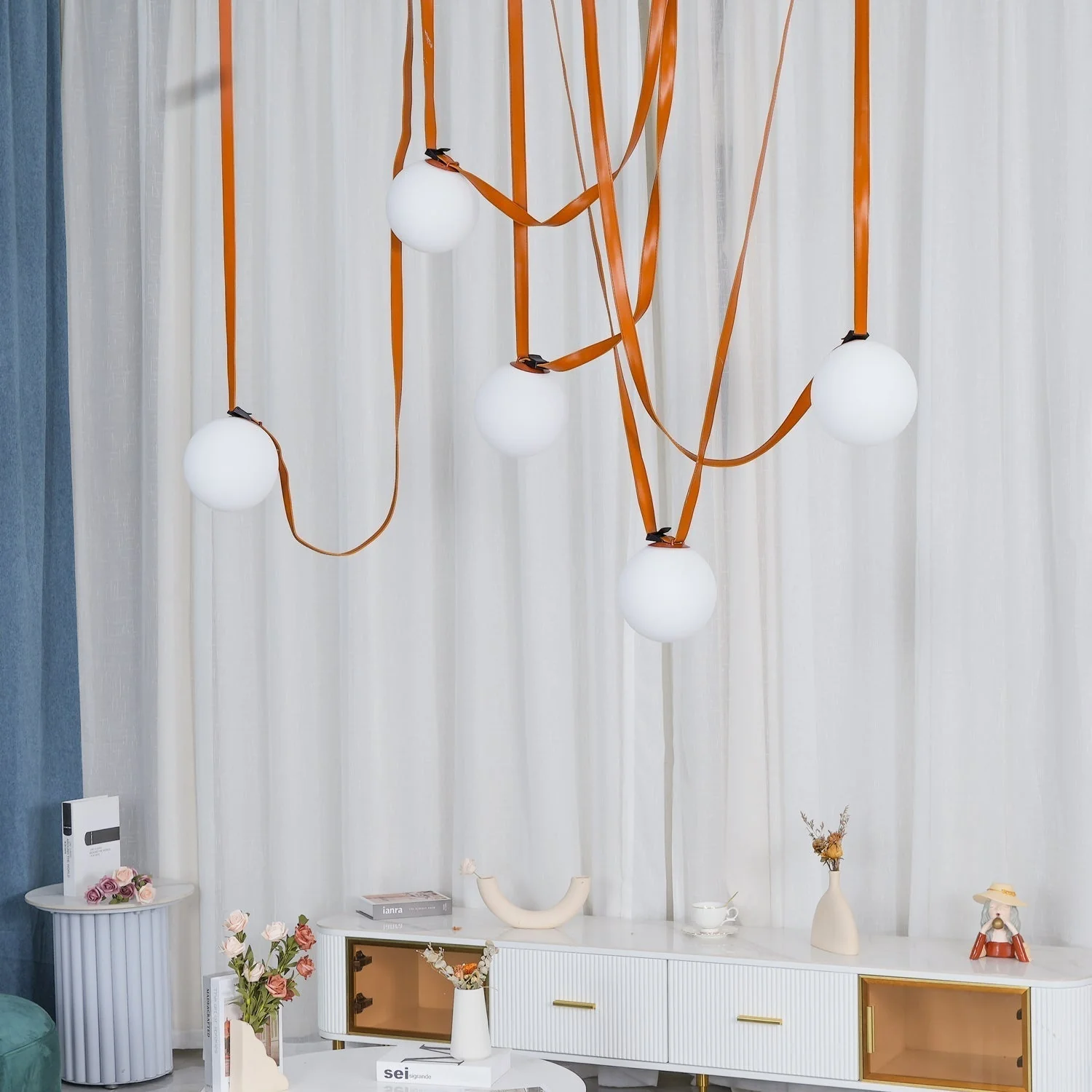Lustra Pendant Lamp Leather Belt Glass - Image 42