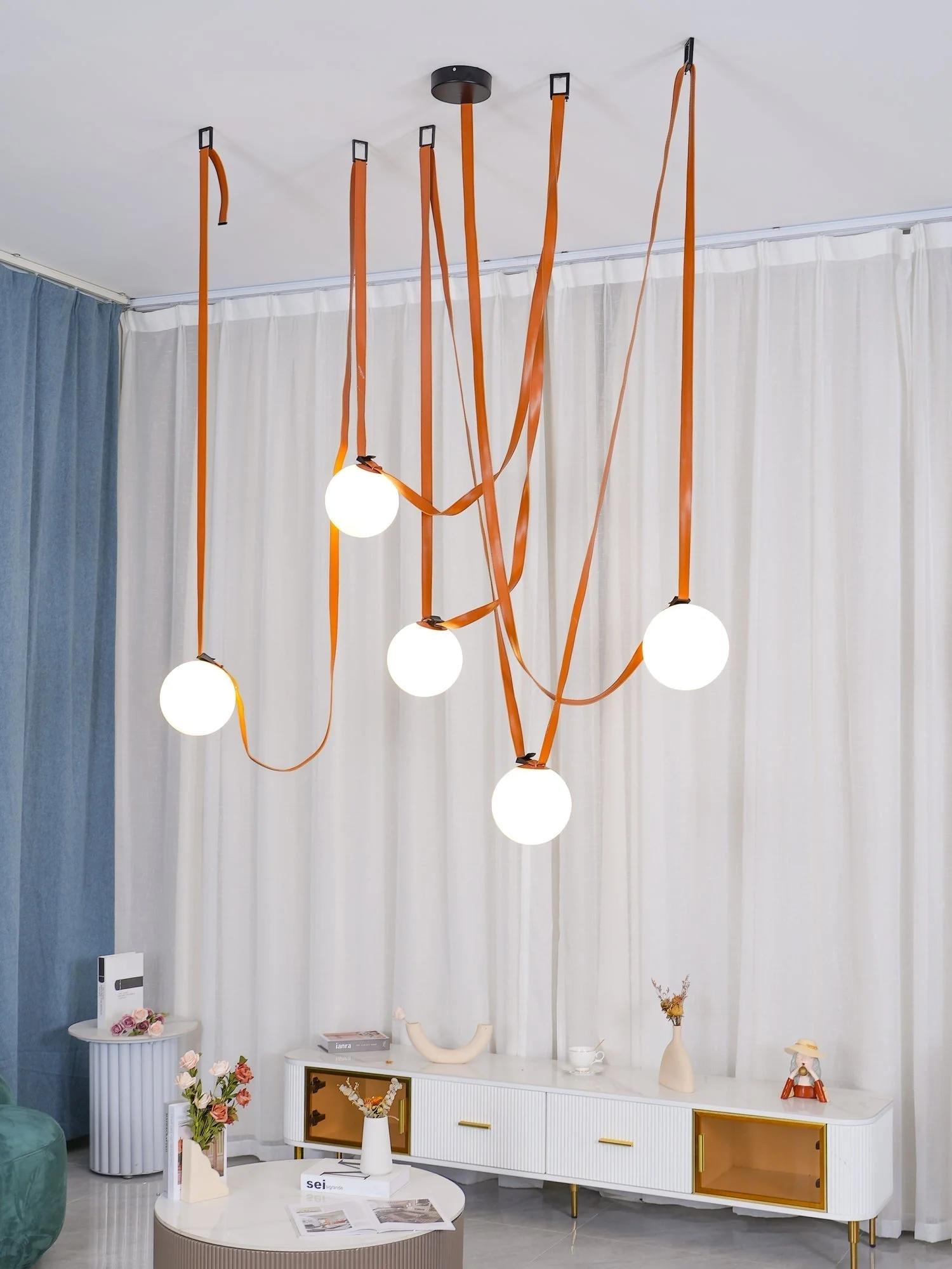 Lustra Pendant Lamp Leather Belt Glass - Image 47