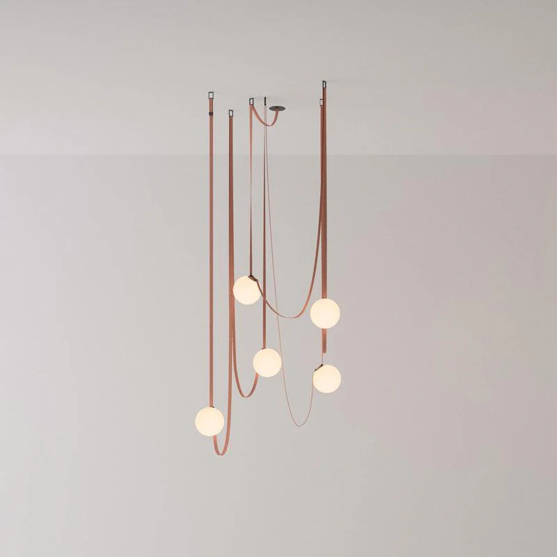 Lustra Pendant Lamp Leather Belt Glass - Image 5