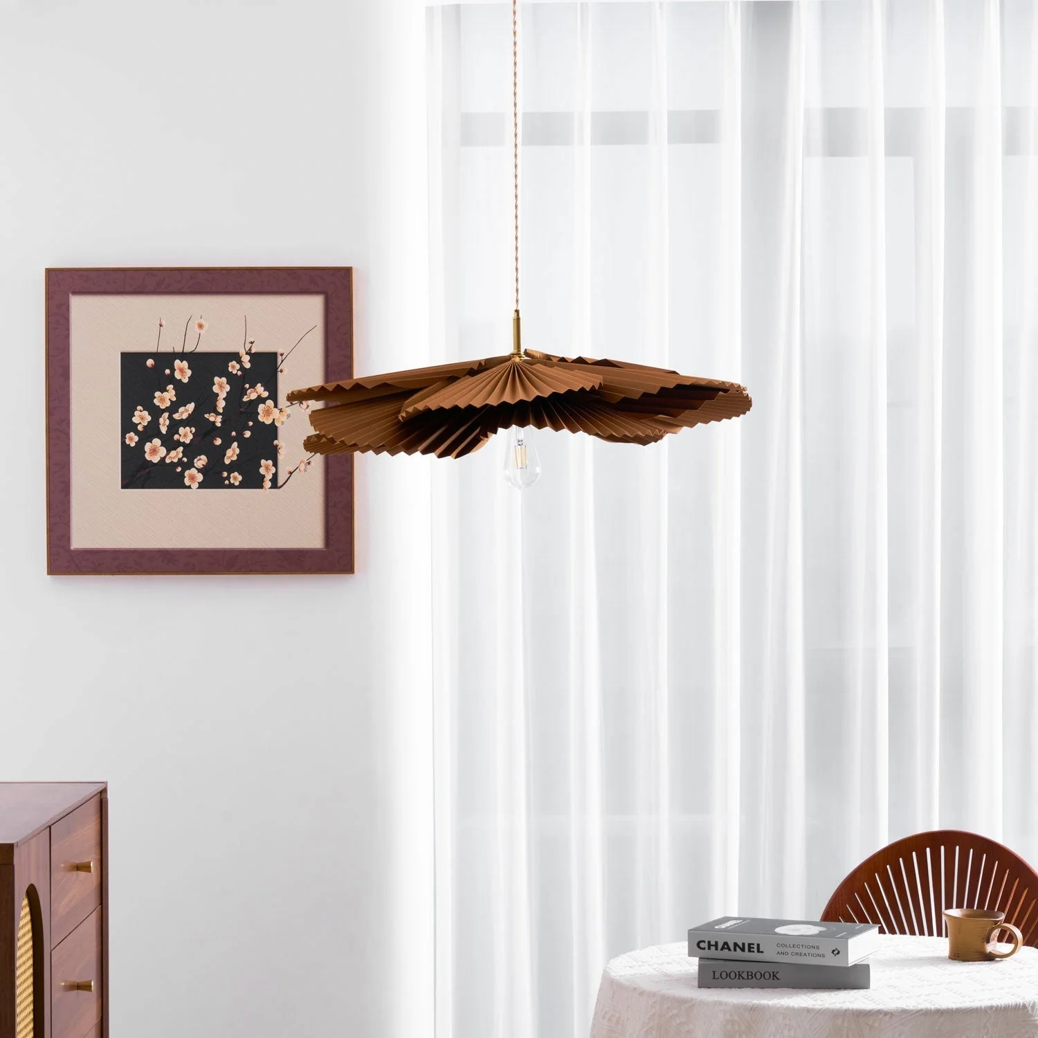 Lustra Pendant Lamp Lotus Leaf Folded Paper Floral - Image 16