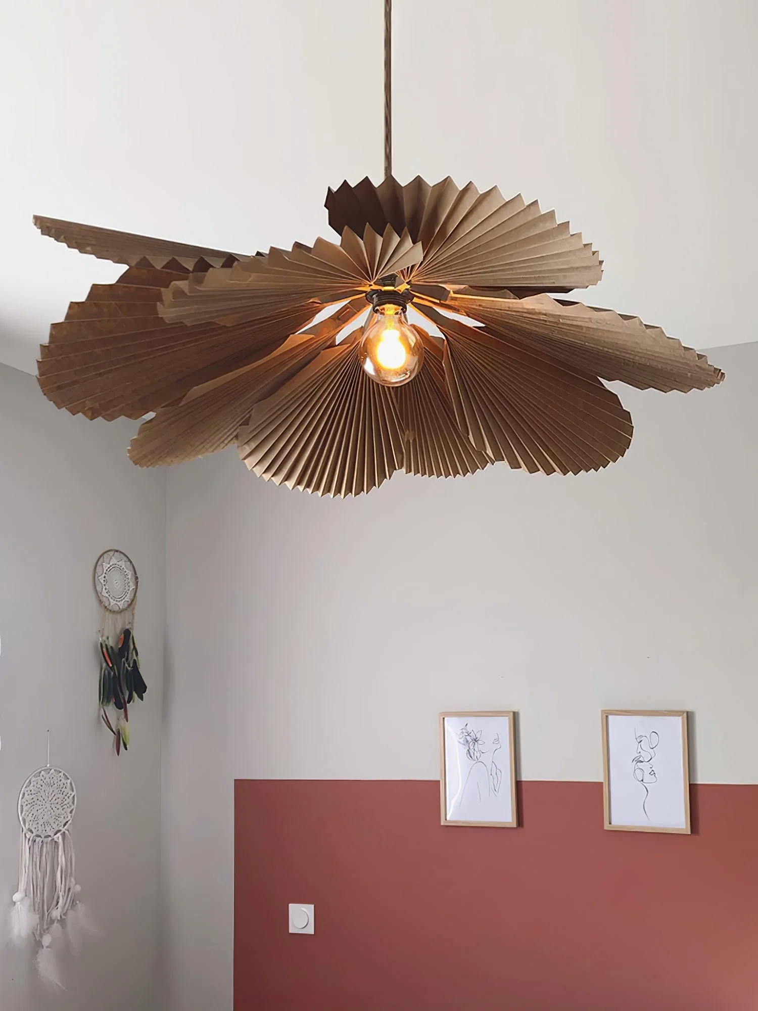 Lustra Pendant Lamp Lotus Leaf Folded Paper Floral - Image 2