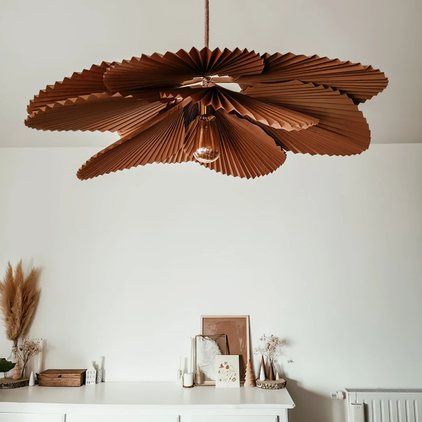 Lustra Pendant Lamp Lotus Leaf Folded Paper Floral - Image 3