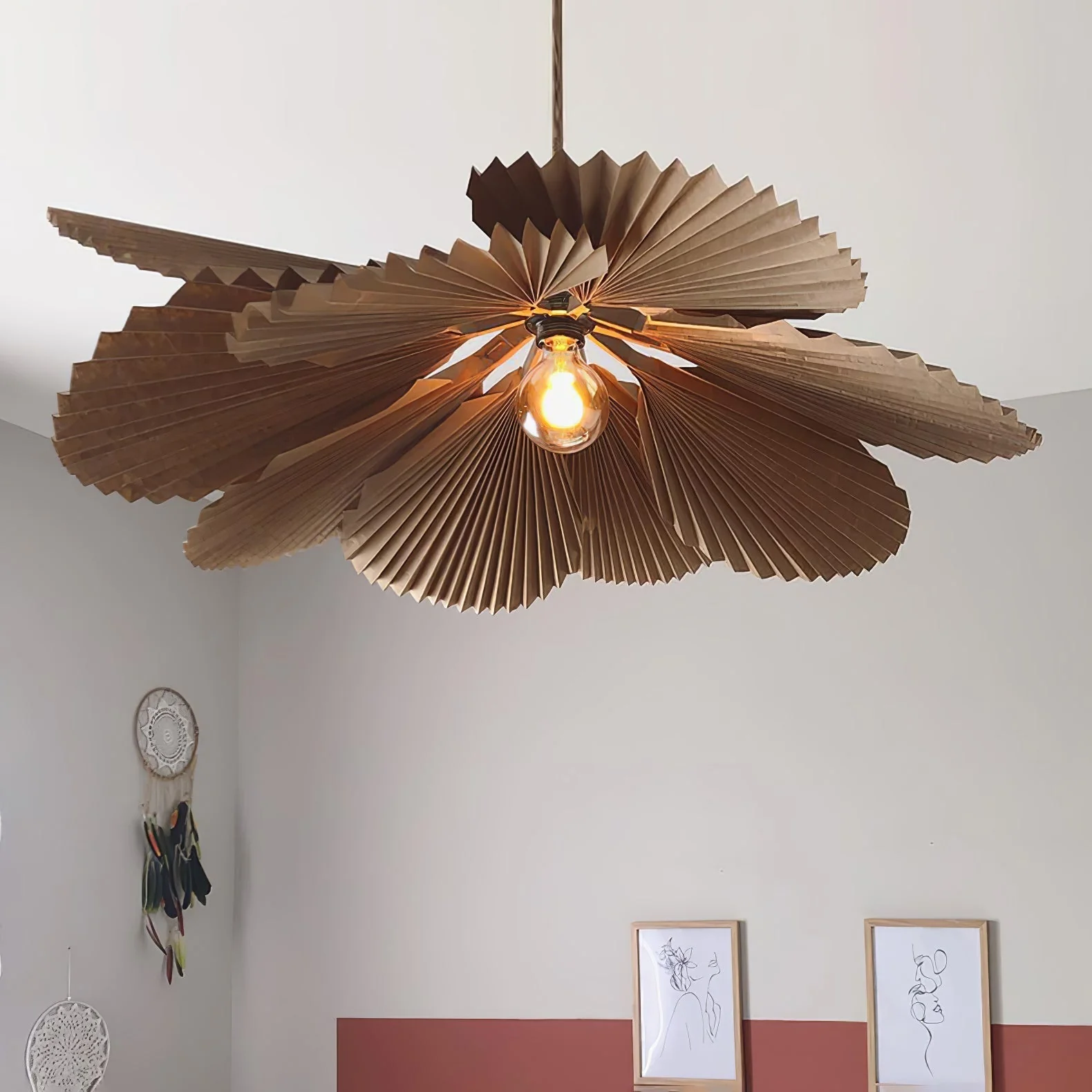 Lustra Pendant Lamp Lotus Leaf Folded Paper Floral - Image 33