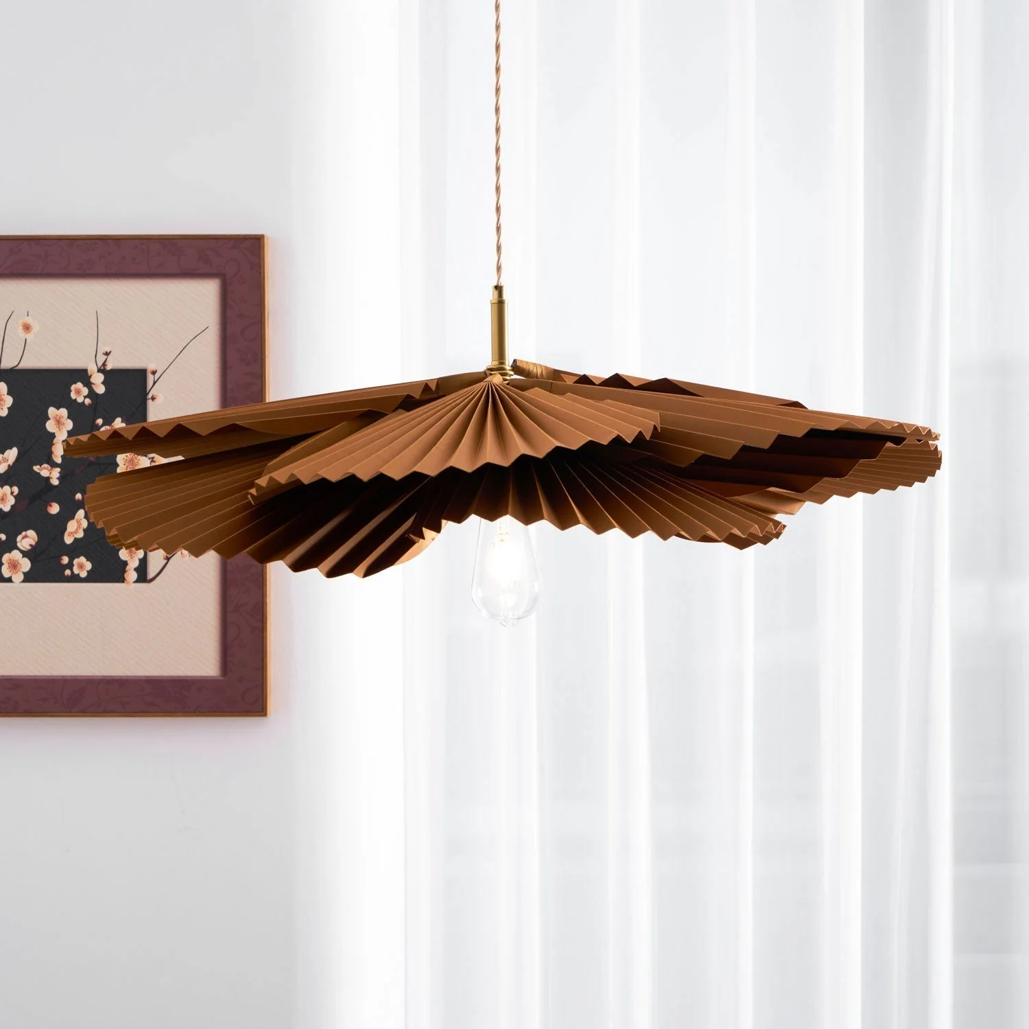 Lustra Pendant Lamp Lotus Leaf Folded Paper Floral - Image 4