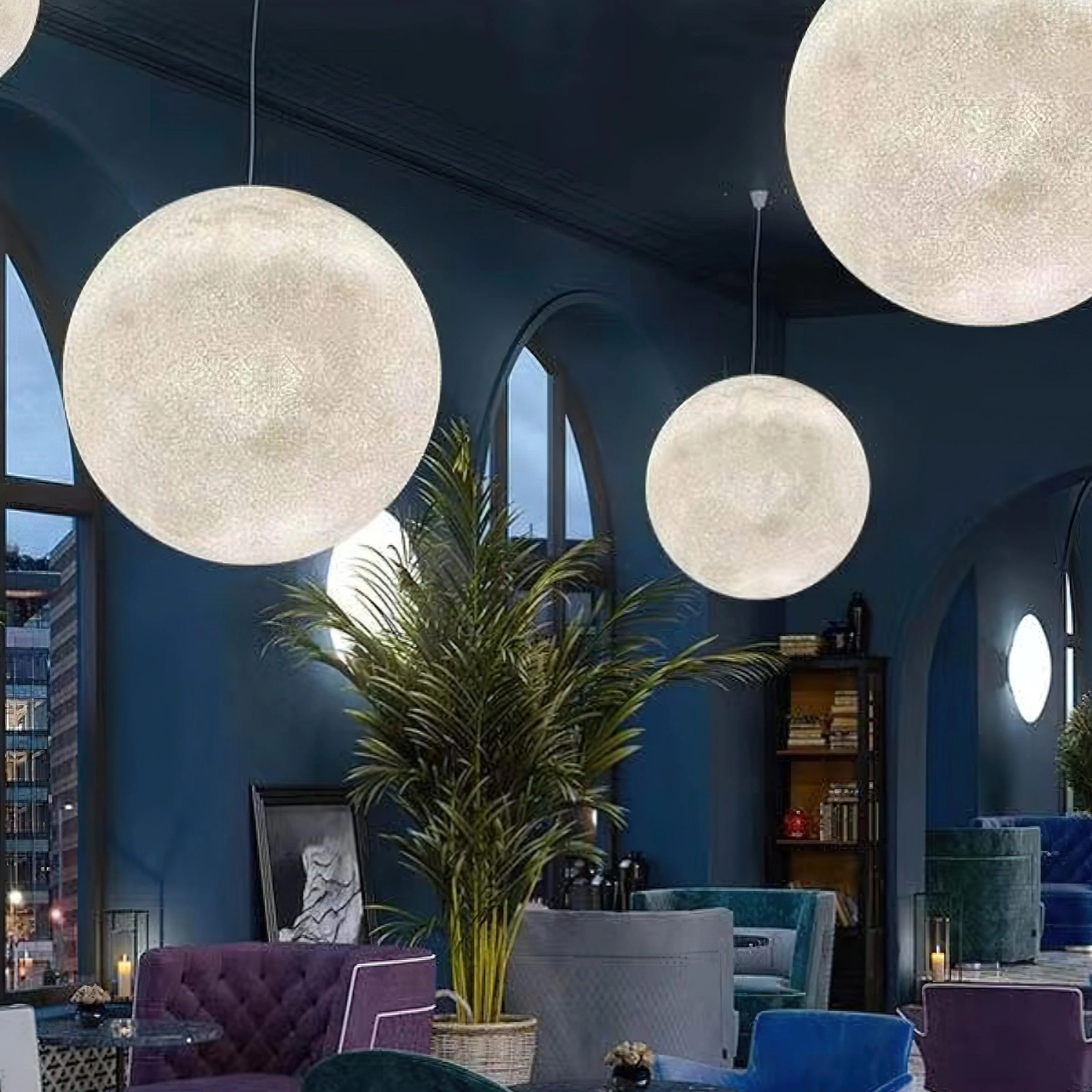 Lustra Pendant Lamp Moon Shaped for Living Room - Image 10