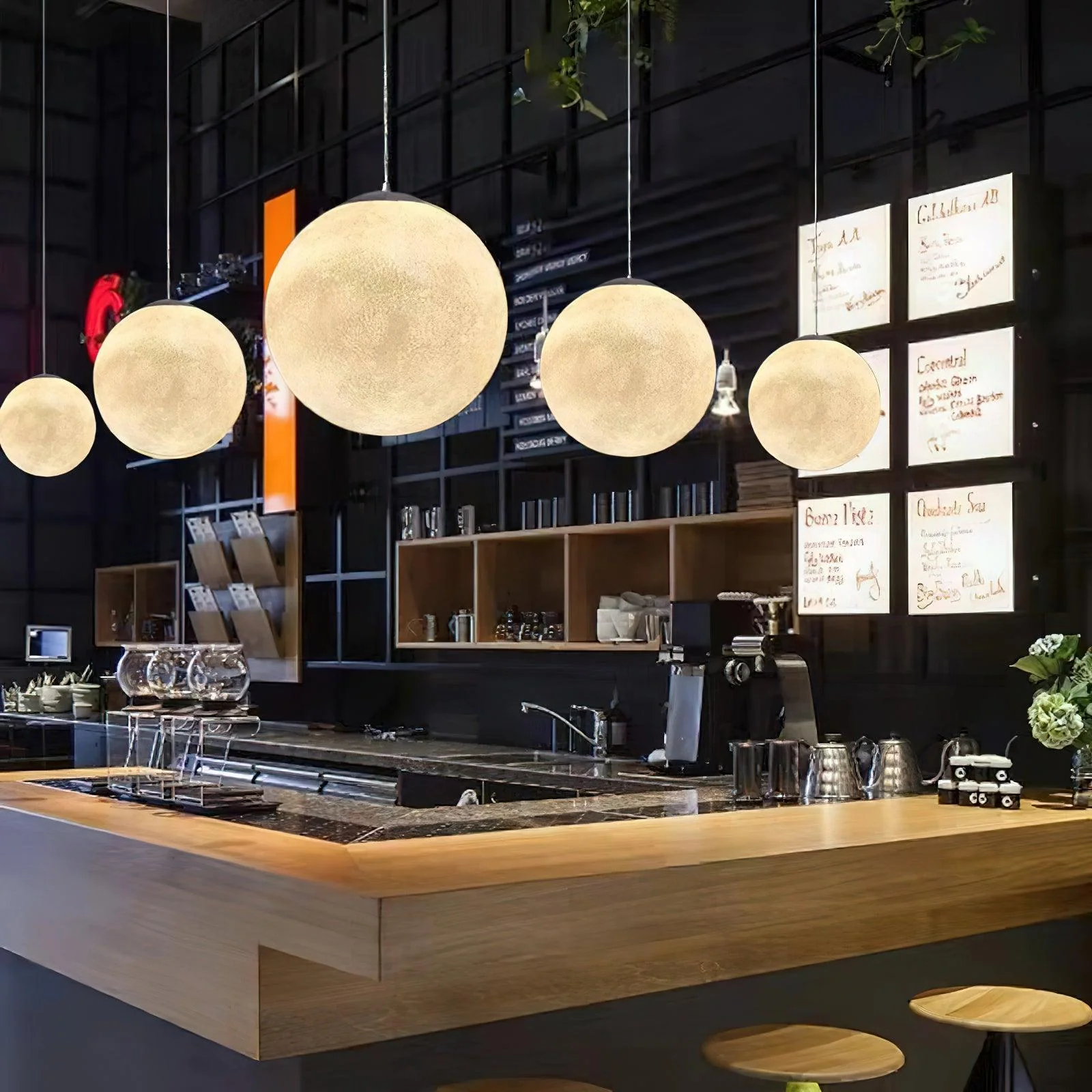 Lustra Pendant Lamp Moon Shaped for Living Room - Image 11