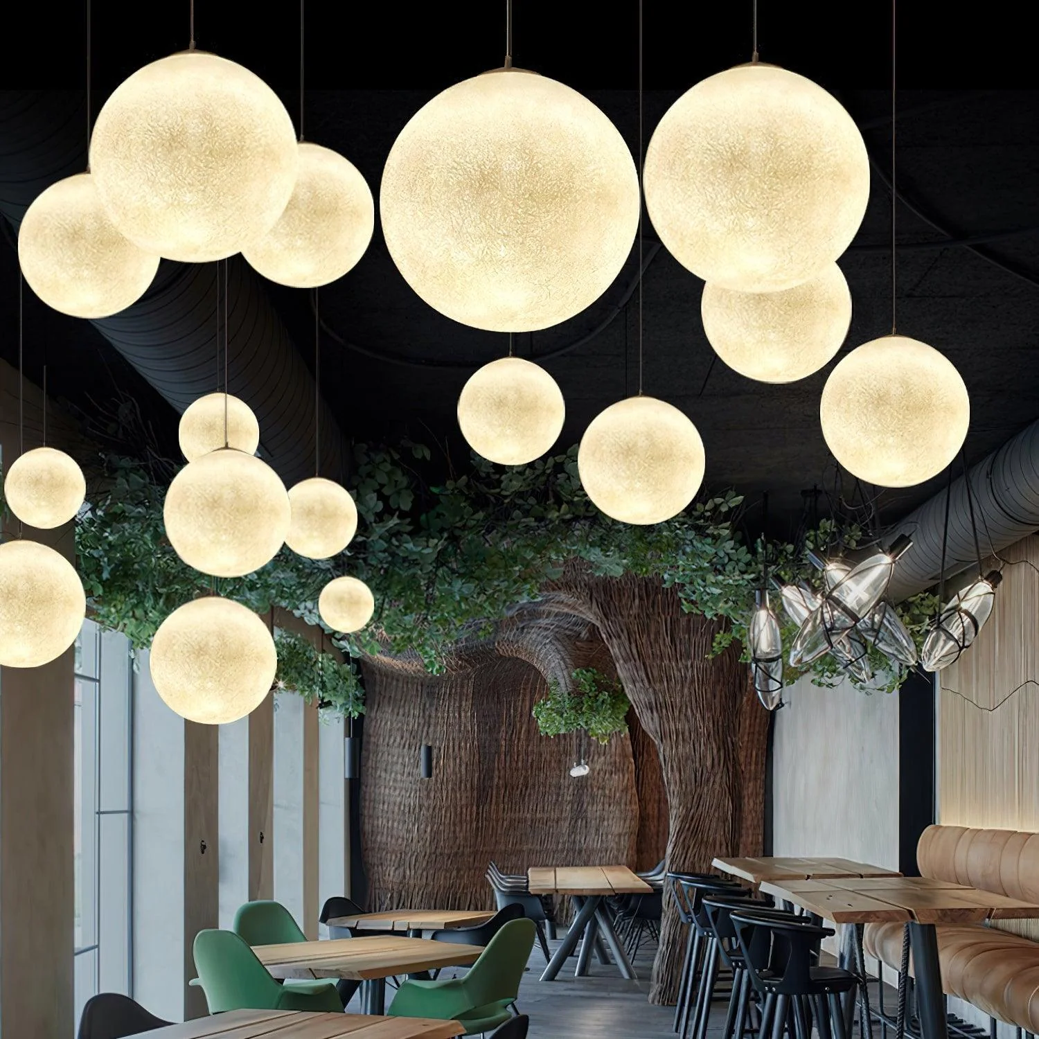 Lustra Pendant Lamp Moon Shaped for Living Room - Image 17