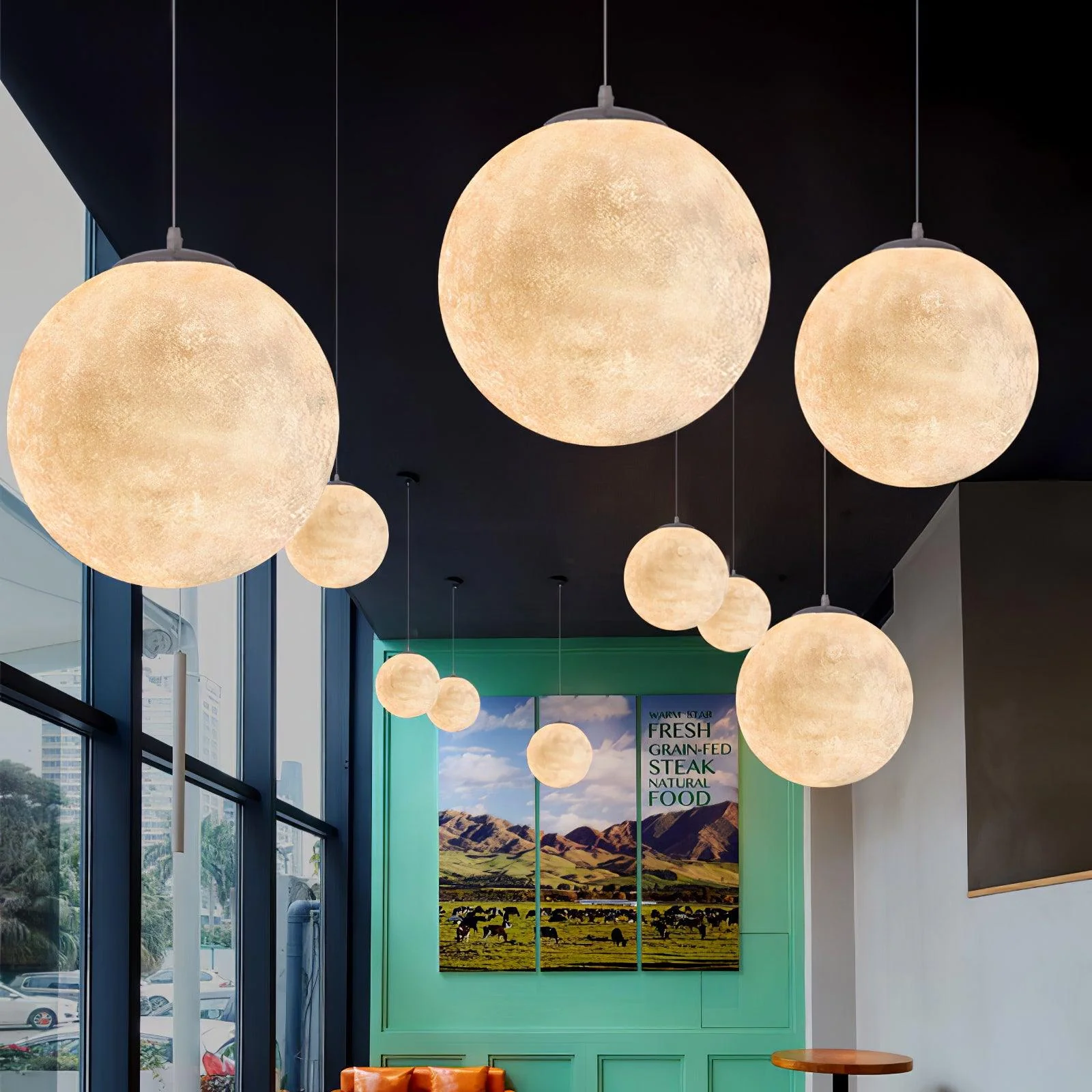 Lustra Pendant Lamp Moon Shaped for Living Room - Image 2