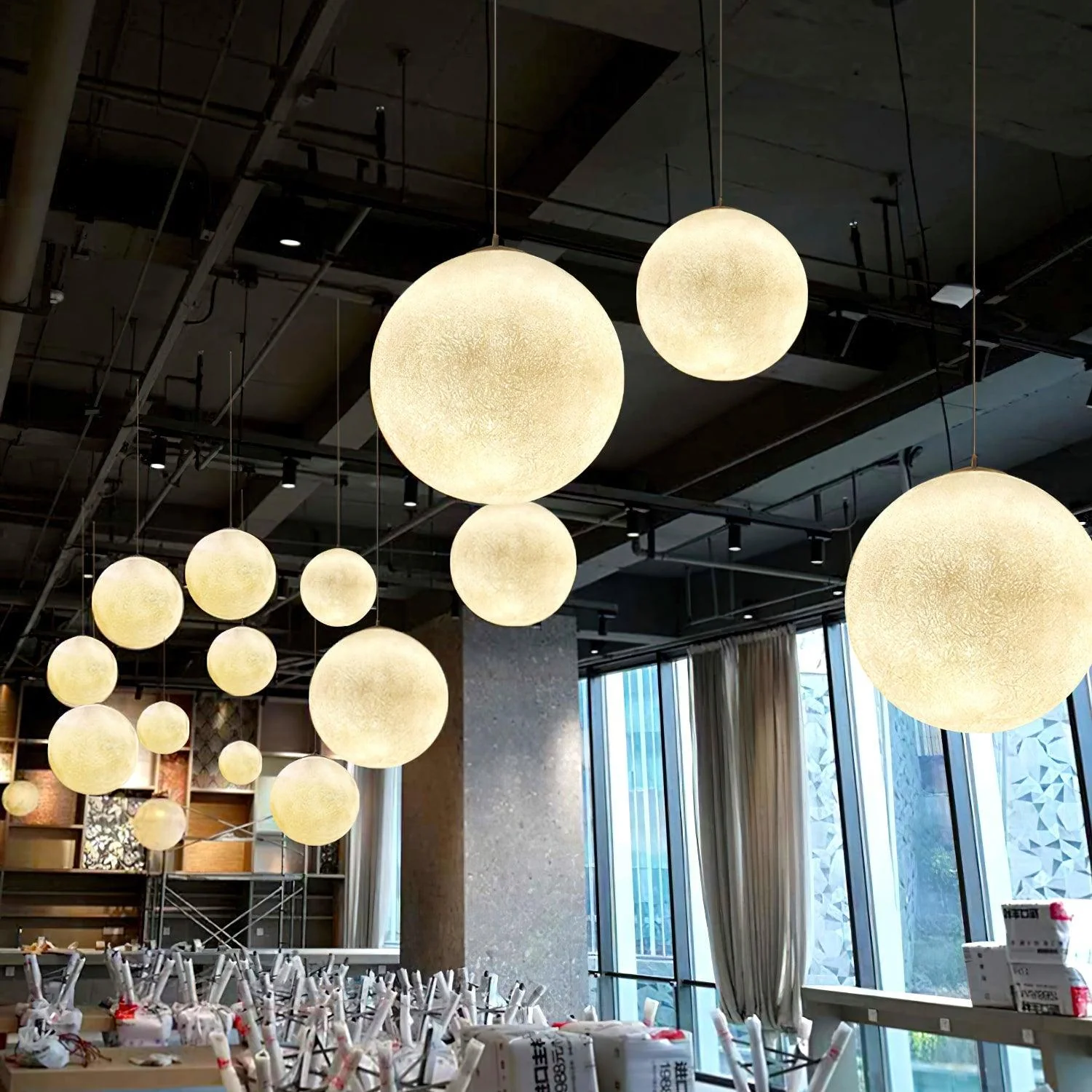 Lustra Pendant Lamp Moon Shaped for Living Room - Image 27