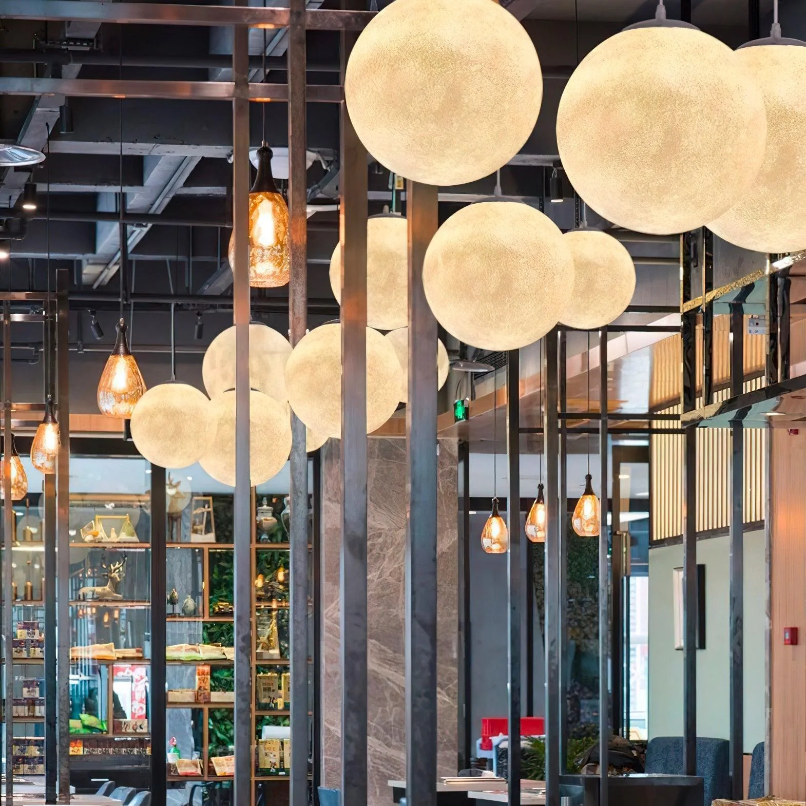 Lustra Pendant Lamp Moon Shaped for Living Room - Image 30