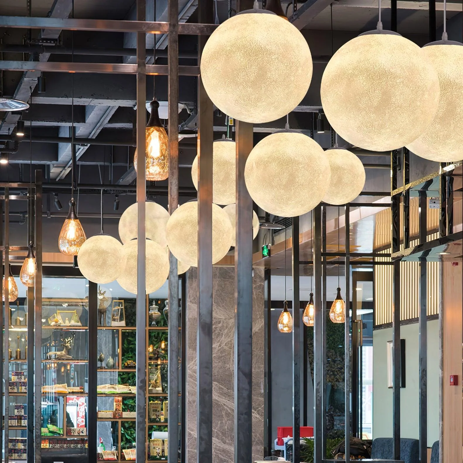 Lustra Pendant Lamp Moon Shaped for Living Room - Image 41