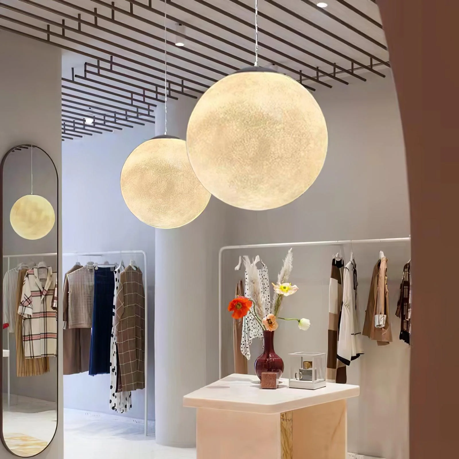 Lustra Pendant Lamp Moon Shaped for Living Room - Image 56