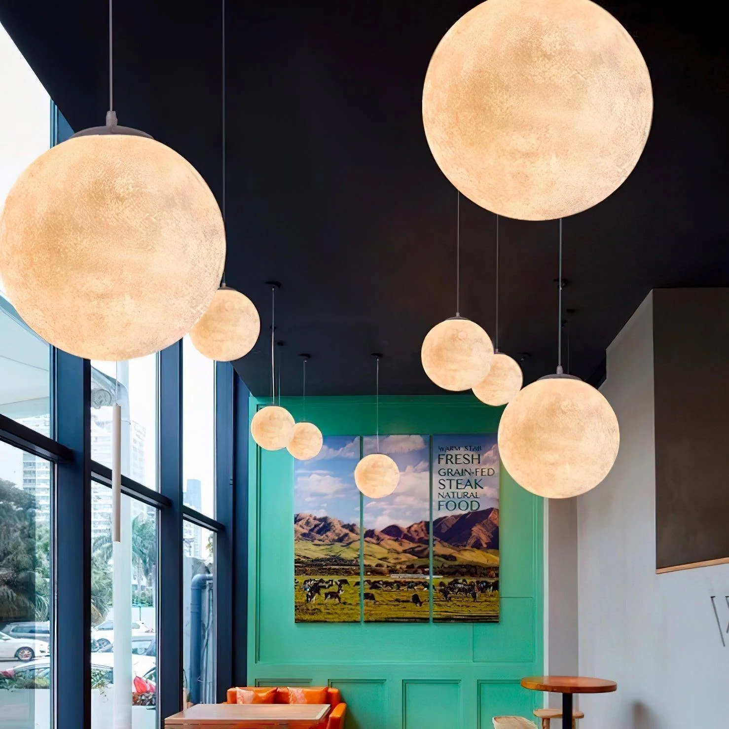Lustra Pendant Lamp Moon Shaped for Living Room - Image 9