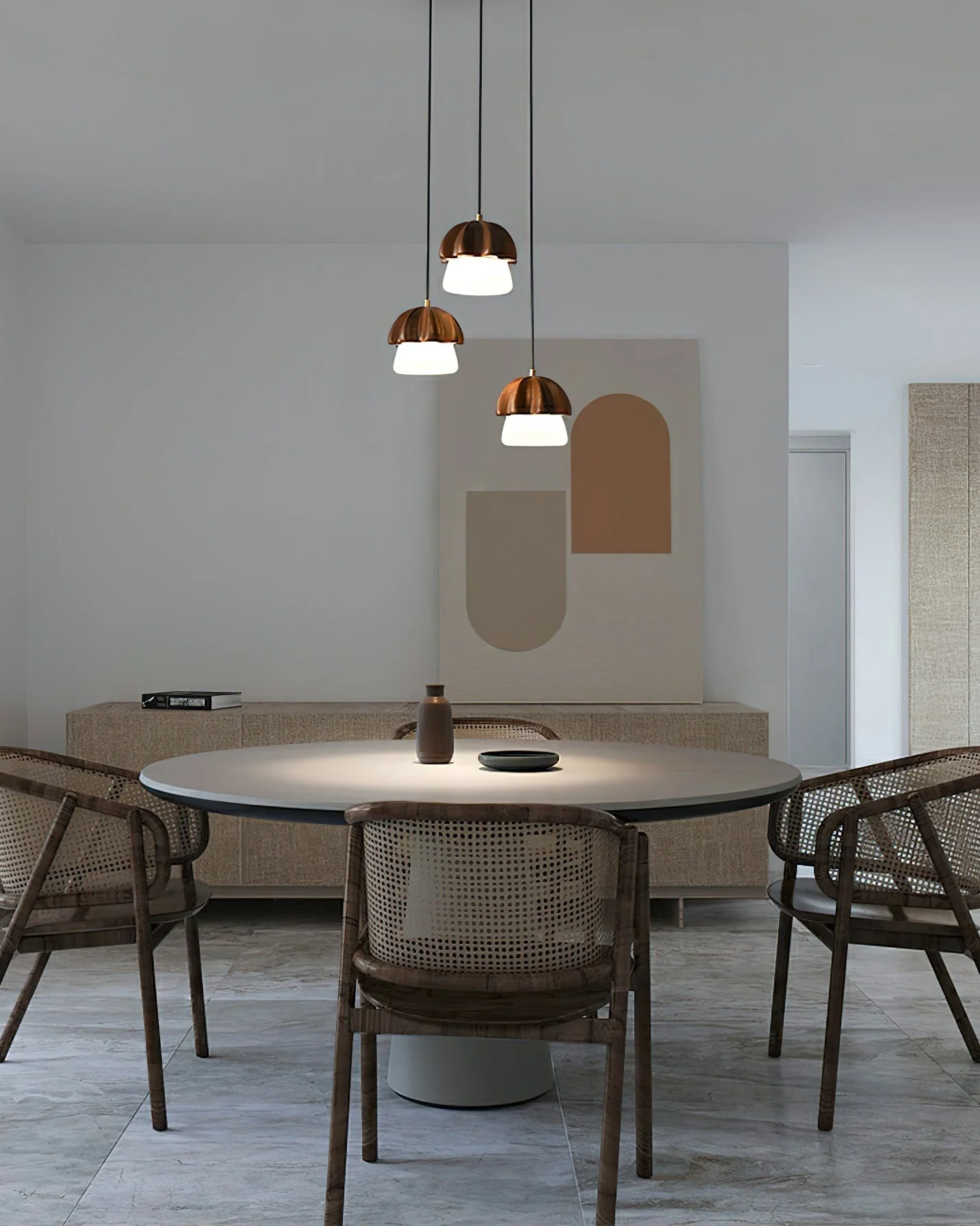 Lustra Pendant Lamp Mushroom Cluster Wood & Glass - Image 13