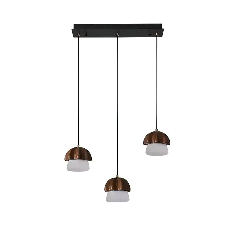 Lustra Pendant Lamp Mushroom Cluster Wood & Glass - Image 24
