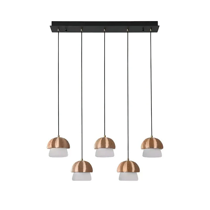 Lustra Pendant Lamp Mushroom Cluster Wood & Glass - Image 25