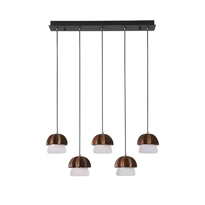Lustra Pendant Lamp Mushroom Cluster Wood & Glass - Image 26