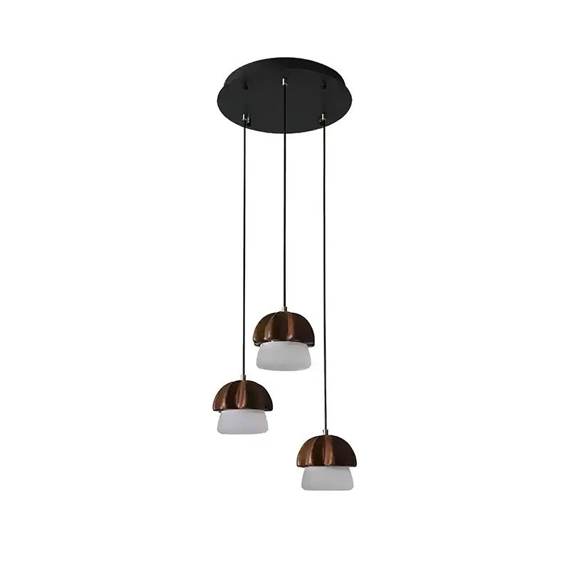 Lustra Pendant Lamp Mushroom Cluster Wood & Glass - Image 30