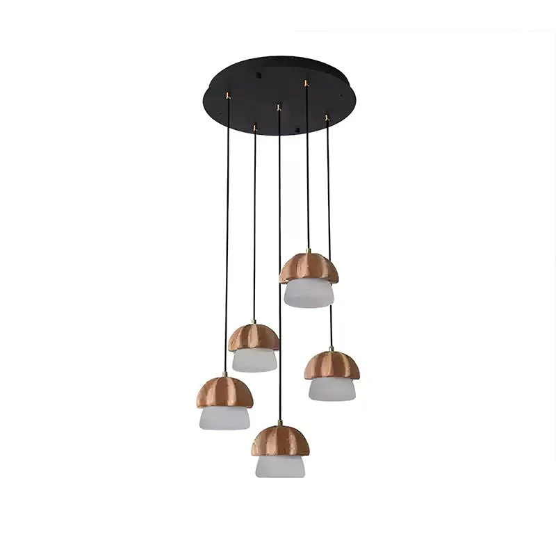 Lustra Pendant Lamp Mushroom Cluster Wood & Glass - Image 32