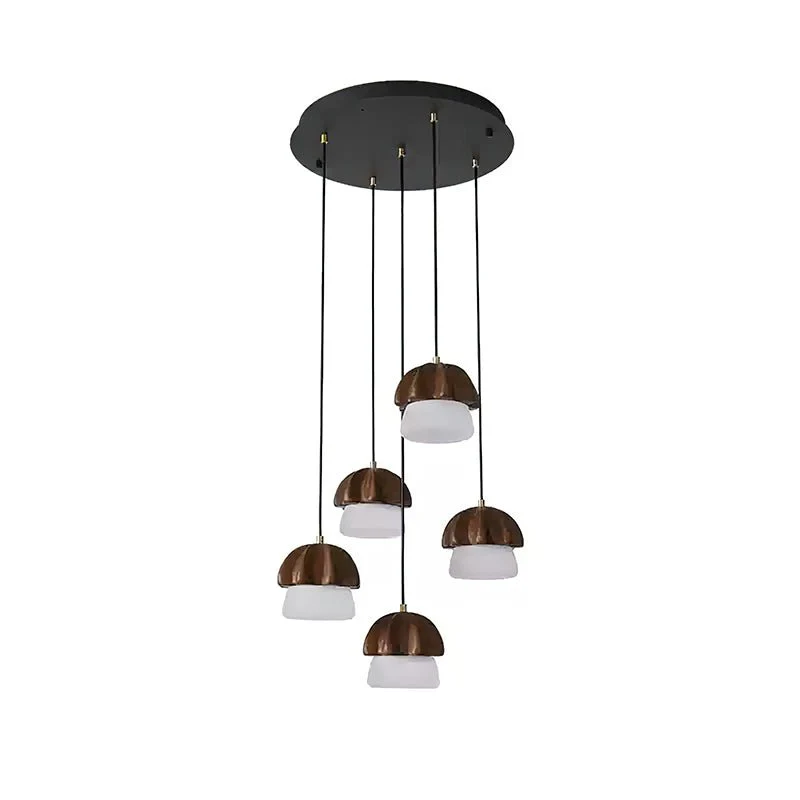 Lustra Pendant Lamp Mushroom Cluster Wood & Glass - Image 33