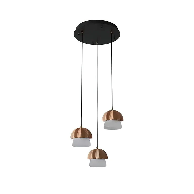 Lustra Pendant Lamp Mushroom Cluster Wood & Glass - Image 35