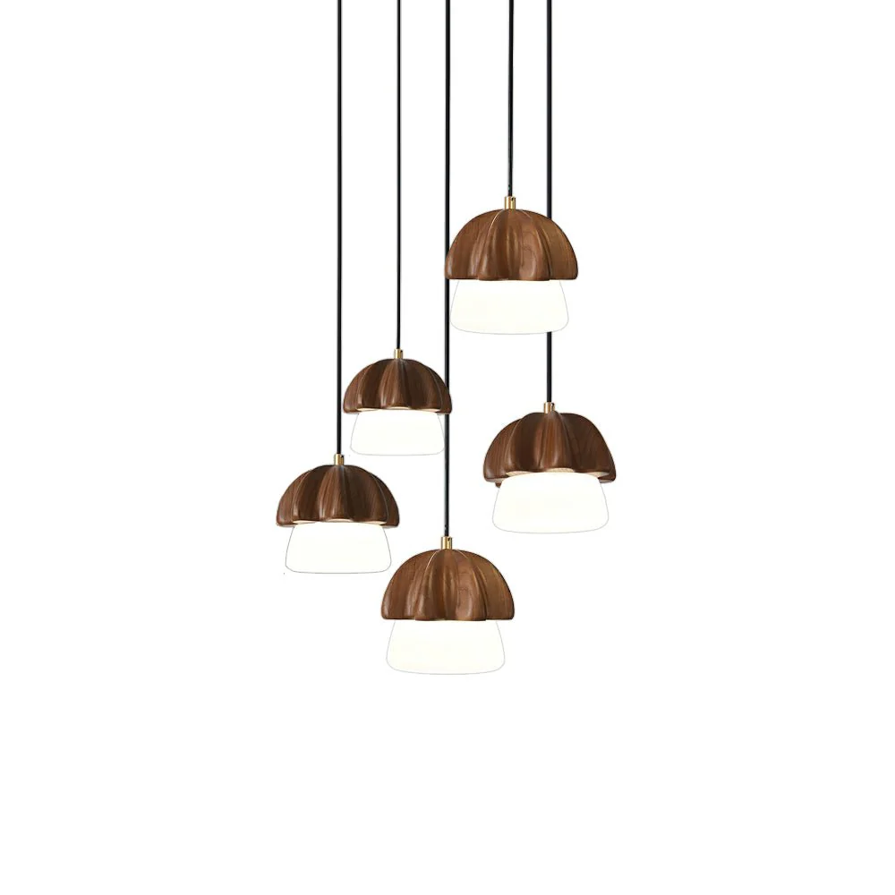 Lustra Pendant Lamp Mushroom Cluster Wood & Glass - Image 37