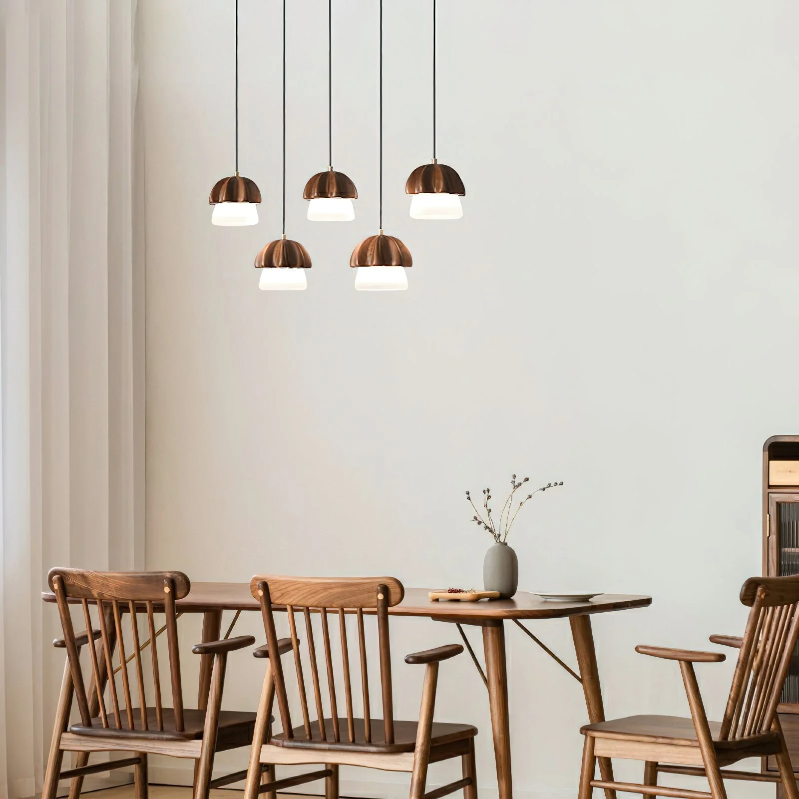 Lustra Pendant Lamp Mushroom Cluster Wood & Glass - Image 38