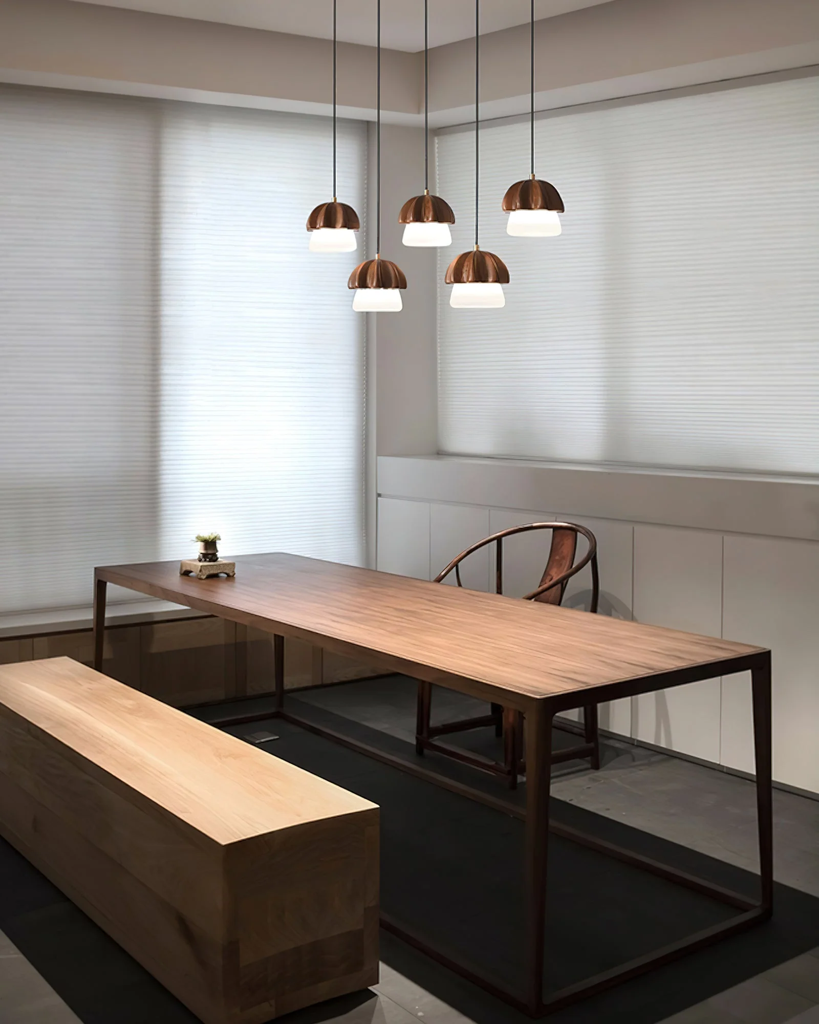 Lustra Pendant Lamp Mushroom Cluster Wood & Glass - Image 7
