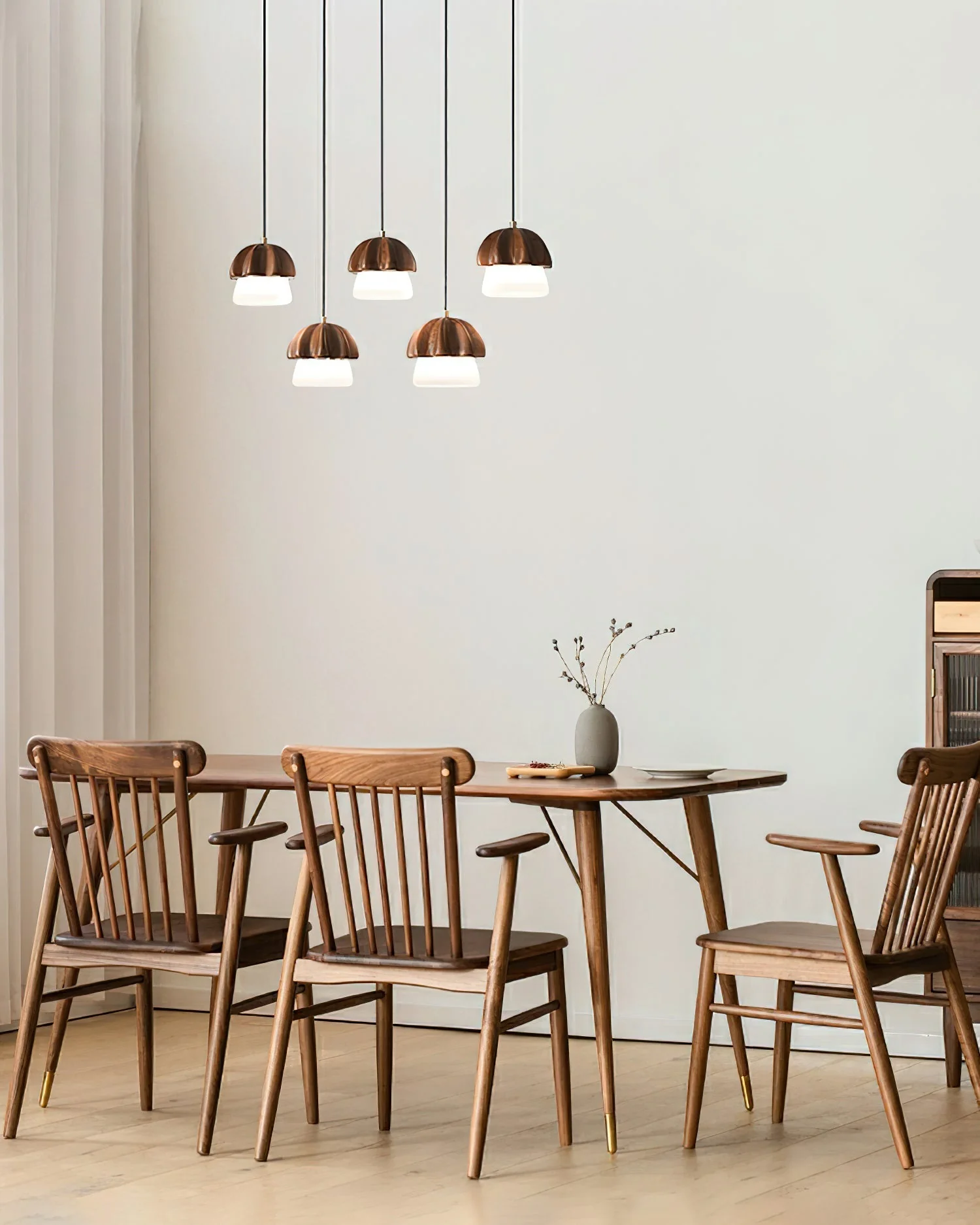 Lustra Pendant Lamp Mushroom Cluster Wood & Glass - Image 8