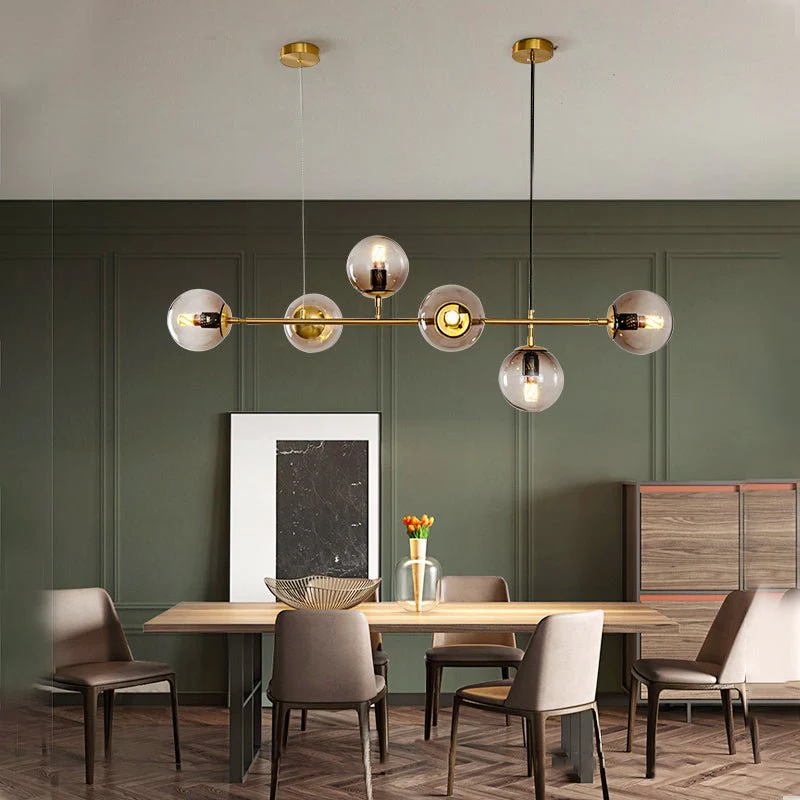 Lustra Pendant Lamp Orb Brass Glass for Living Room - Image 12