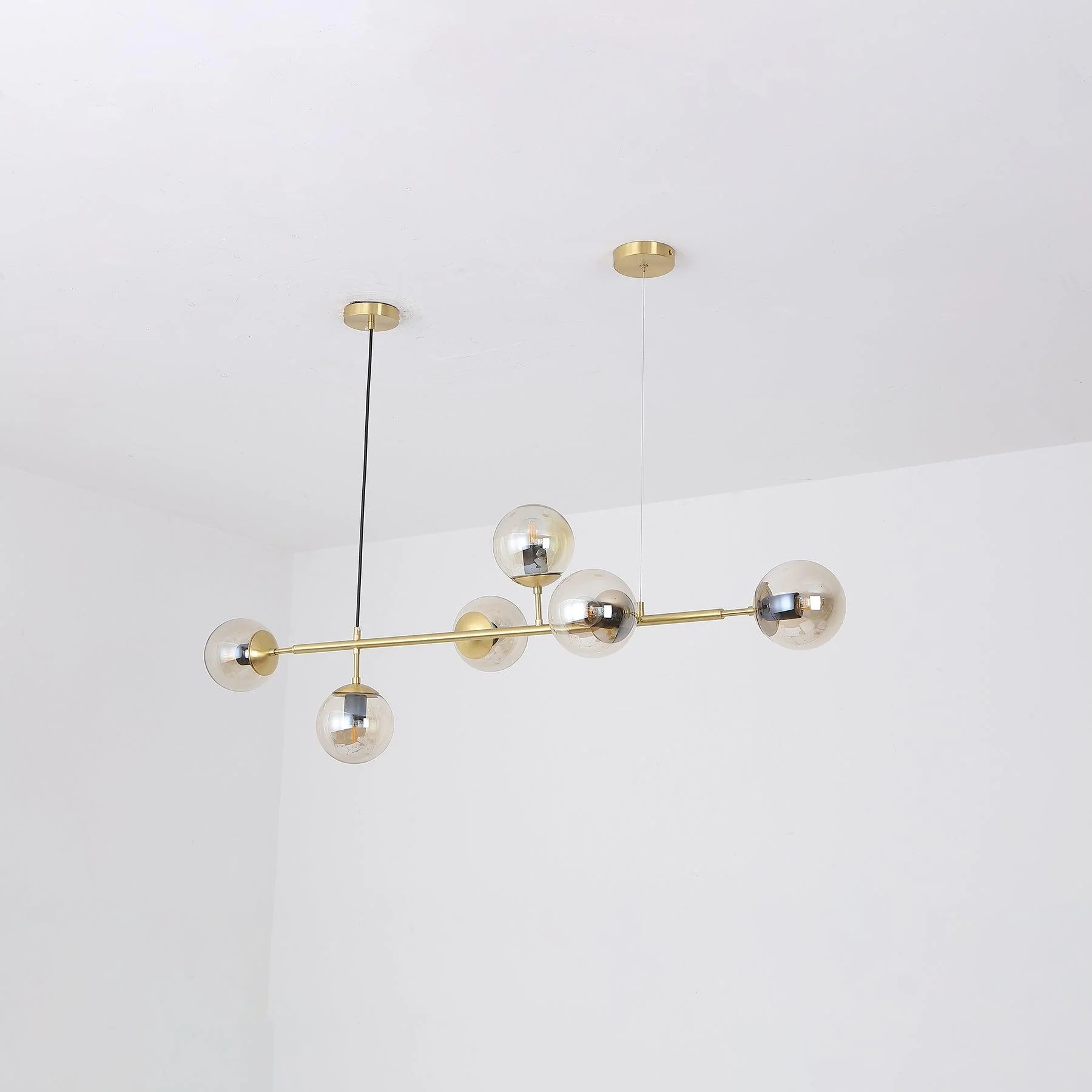 Lustra Pendant Lamp Orb Brass Glass for Living Room - Image 24