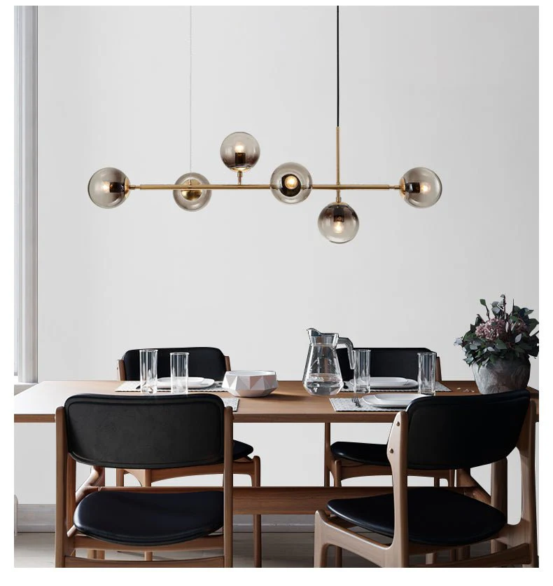 Lustra Pendant Lamp Orb Brass Glass for Living Room - Image 28
