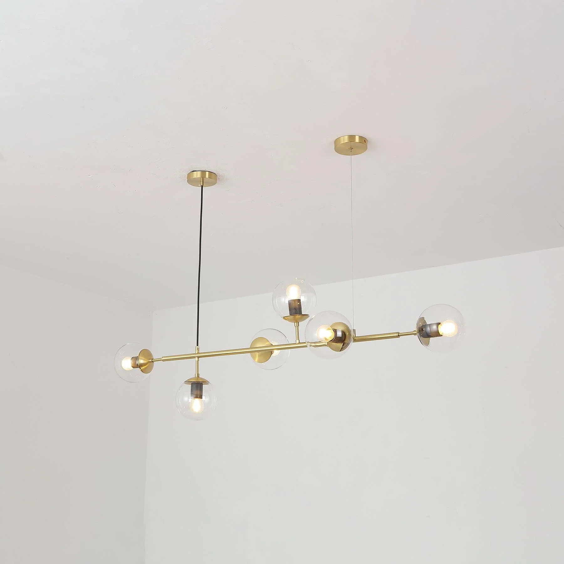 Lustra Pendant Lamp Orb Brass Glass for Living Room - Image 3