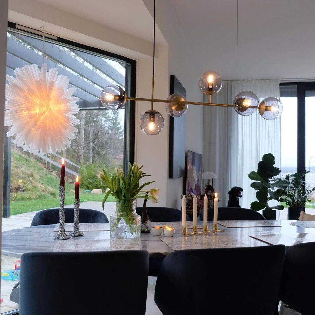 Lustra Pendant Lamp Orb Brass Glass for Living Room - Image 32